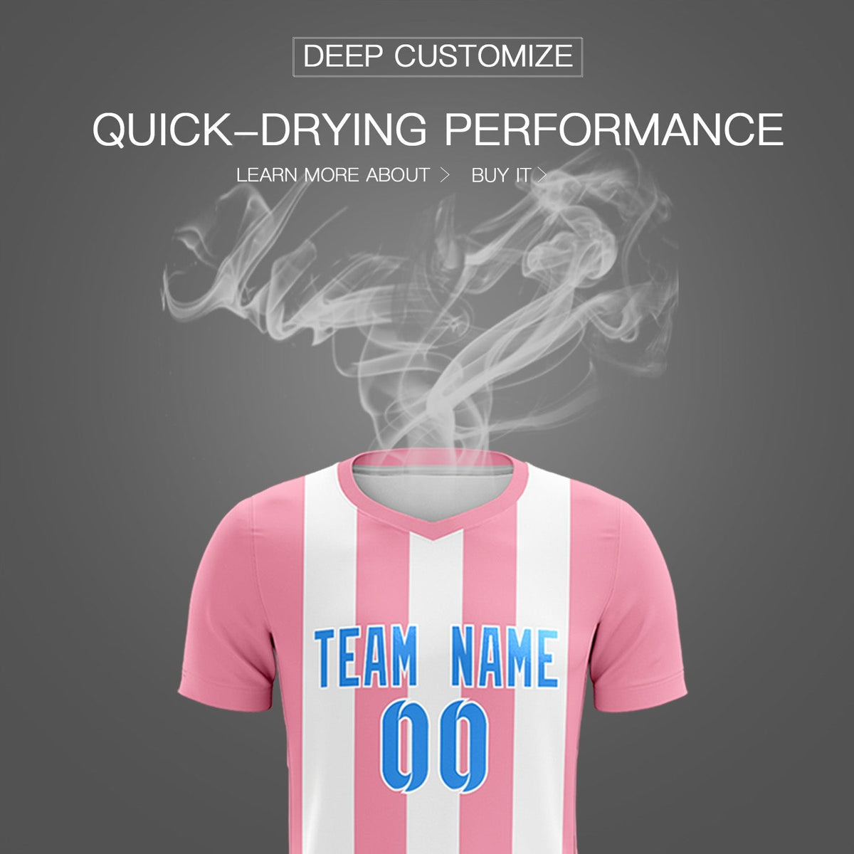 Custom White Light Pink Vertical Stripes Casual Outdoor Football Kits Jersey