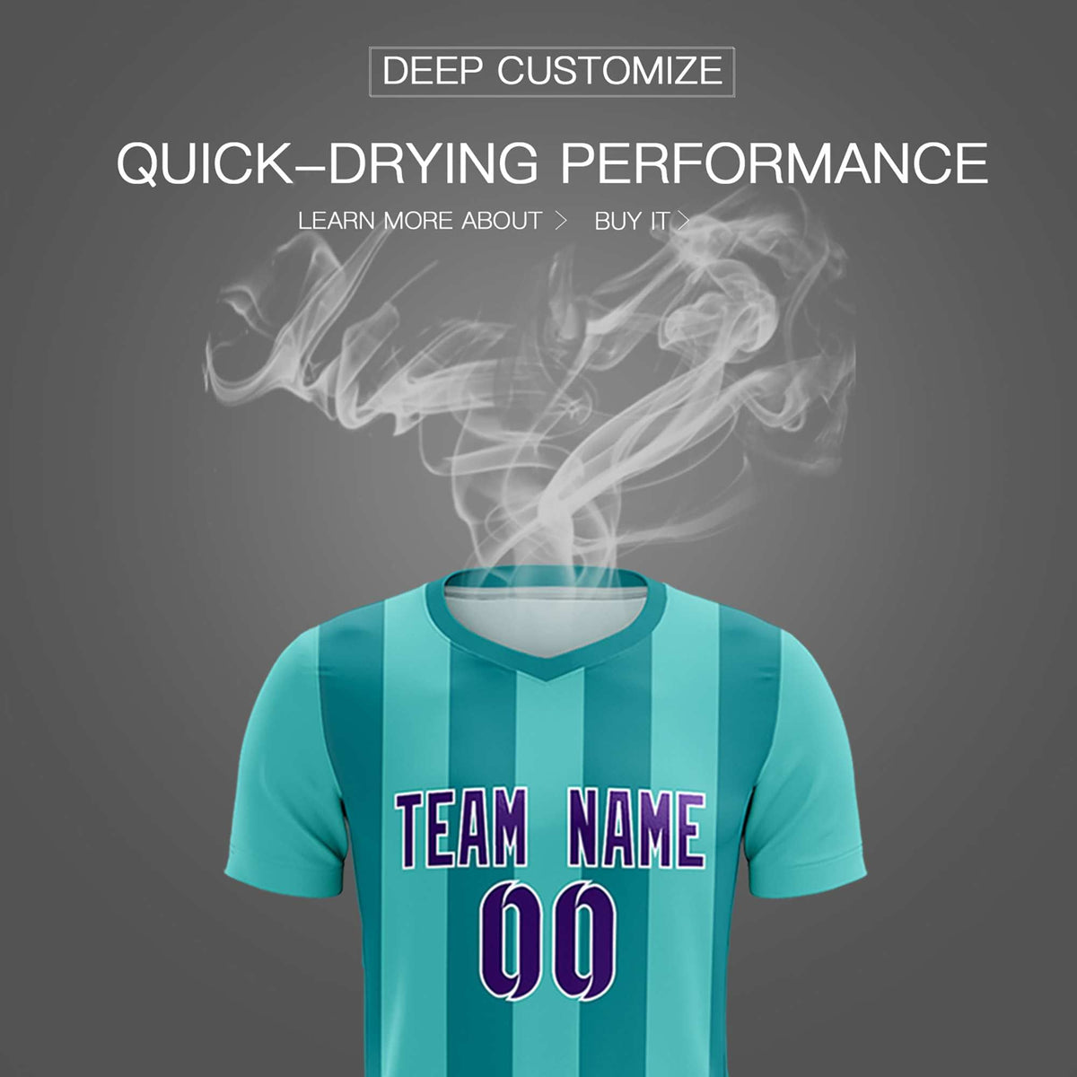 Custom Bright Green Aqua Vertical Stripes Casual Outdoor Football Kits Jersey