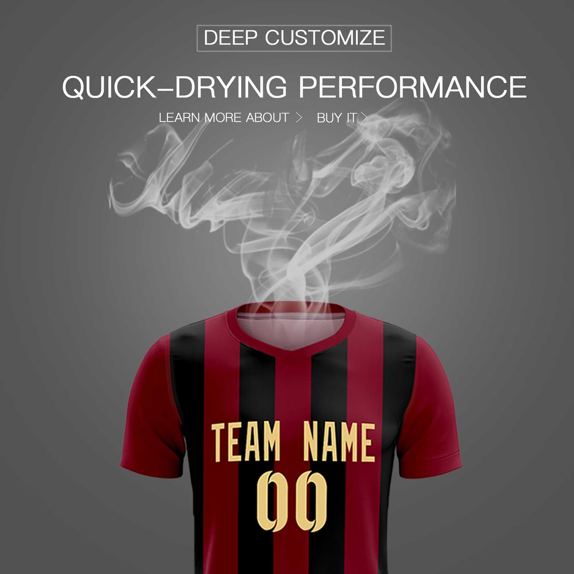 Custom Crimson Black Vertical Stripes Casual Outdoor Football Kits Jersey