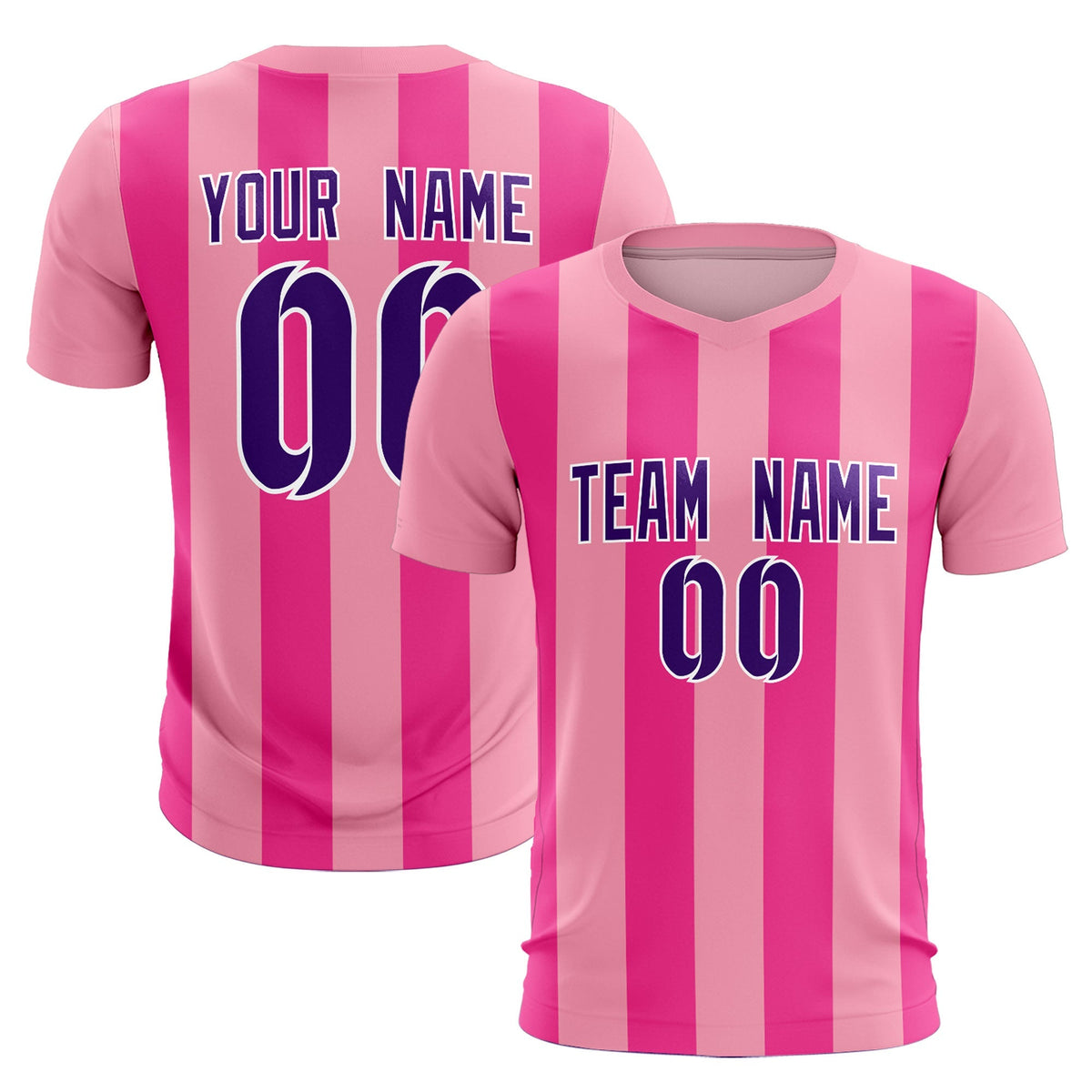 Custom Light Pink Pink Vertical Stripes Casual Outdoor Football Kits Jersey