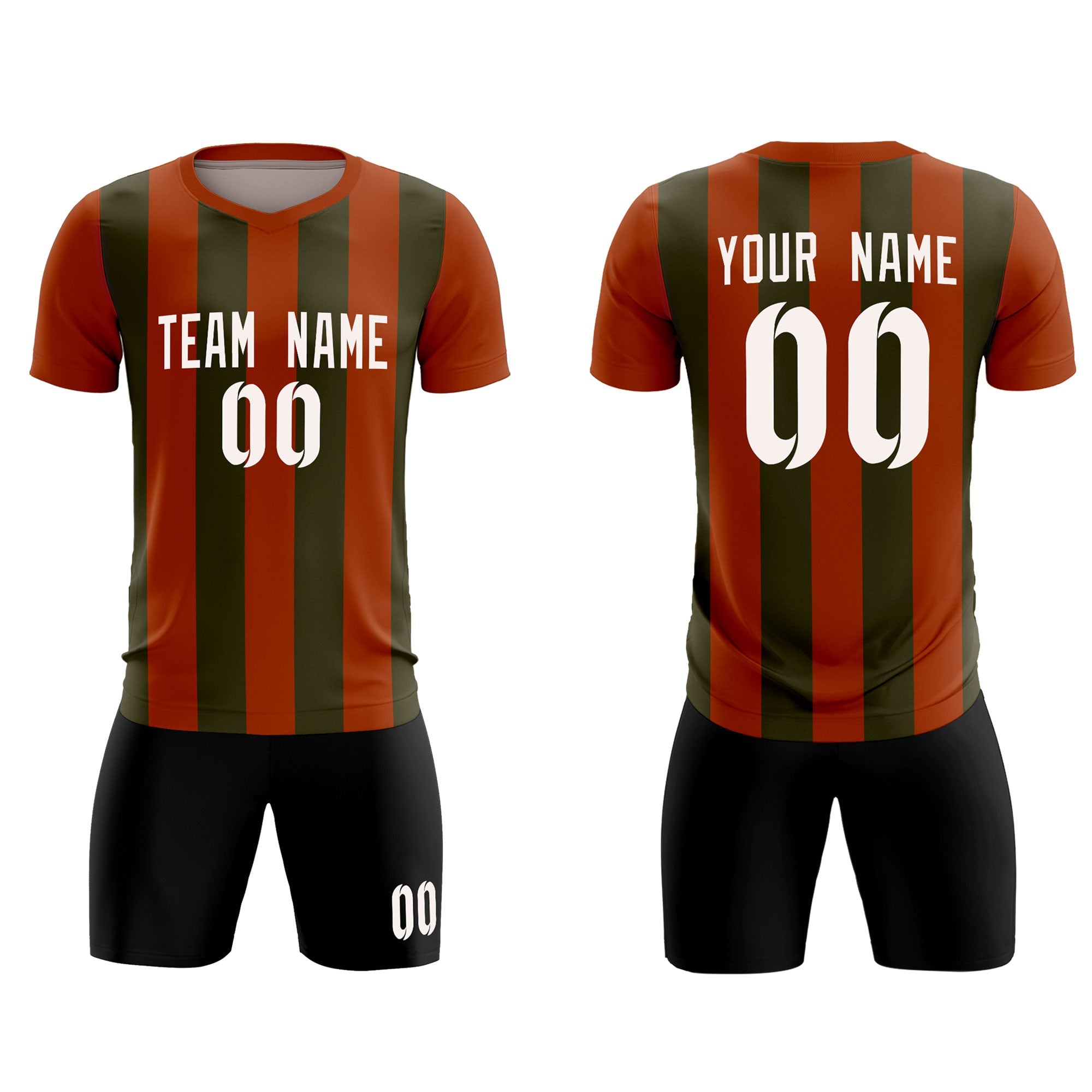 Custom Texas Orange Olive Vertical Stripes Casual Outdoor Football Kits Jersey