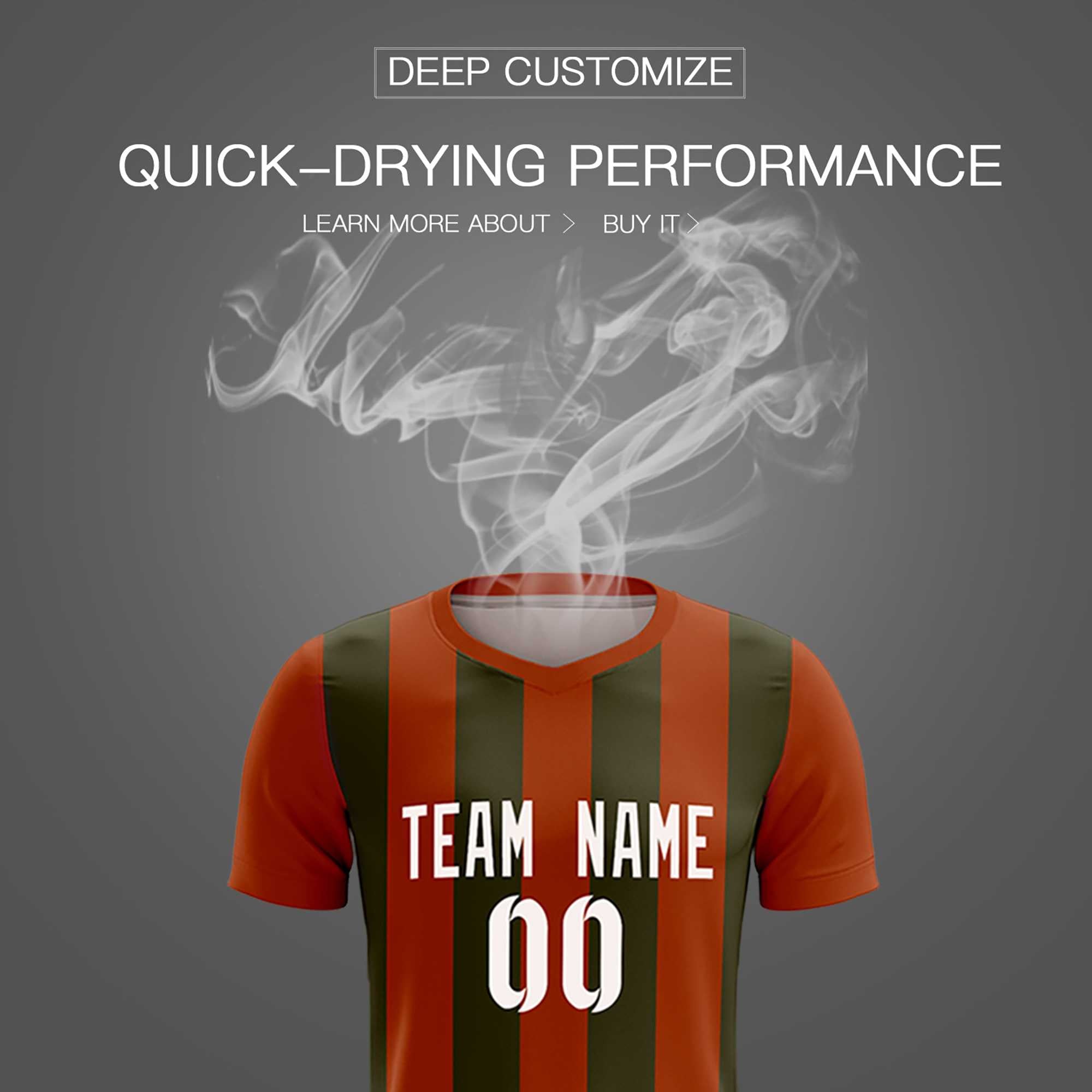 Custom Texas Orange Olive Vertical Stripes Casual Outdoor Football Kits Jersey