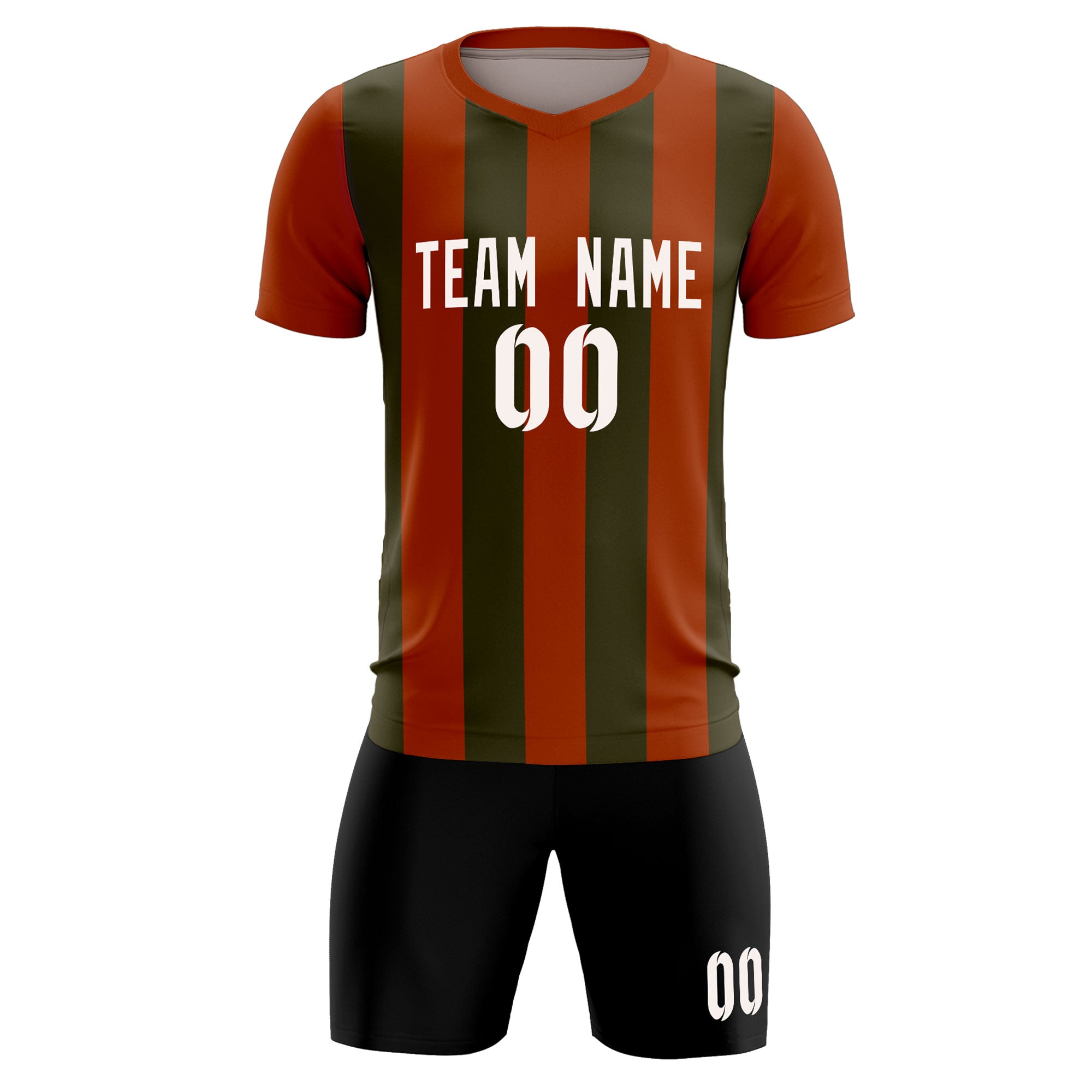 Custom Texas Orange Olive Vertical Stripes Casual Outdoor Football Kits Jersey