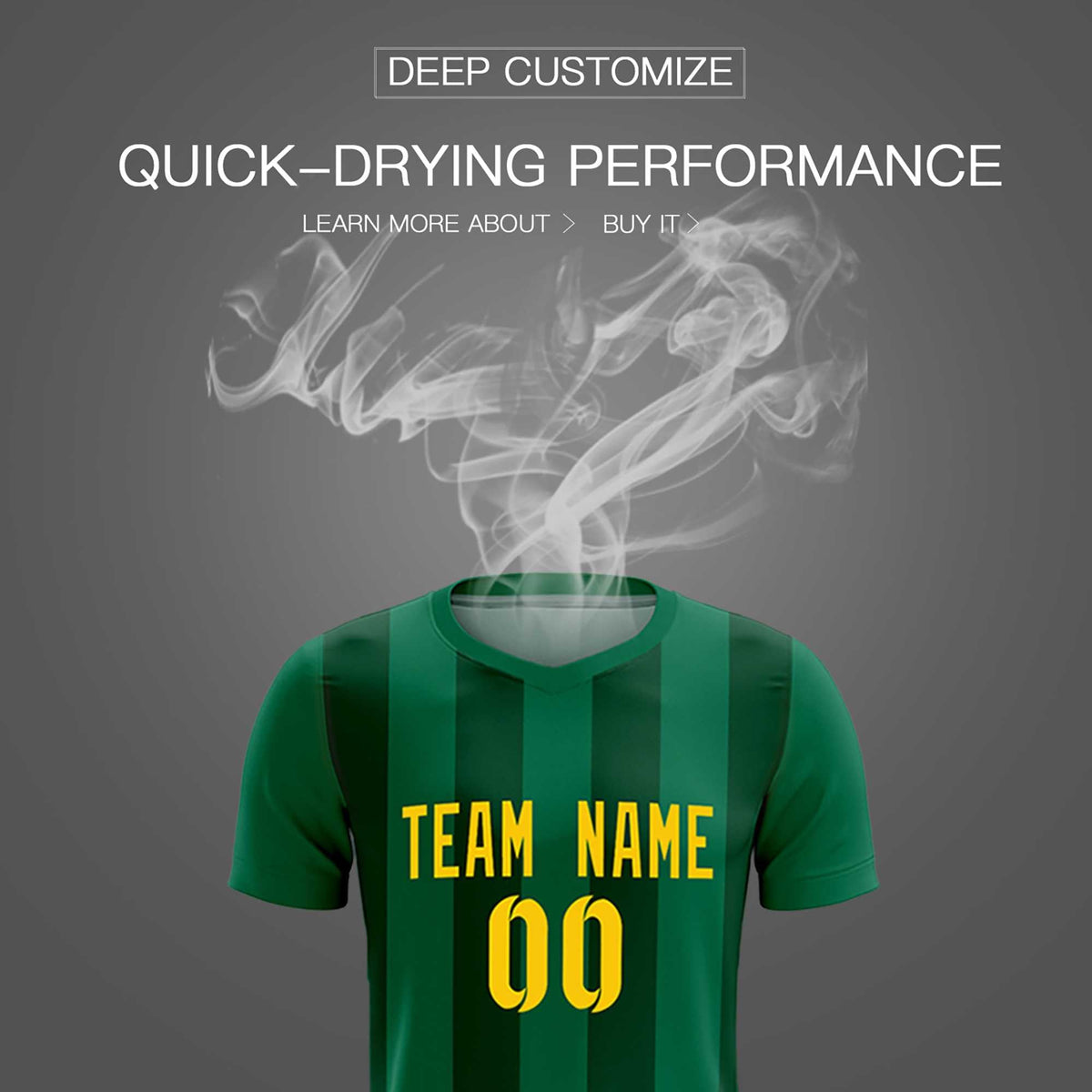 Custom Kelly Green Green Vertical Stripes Casual Outdoor Football Kits Jersey