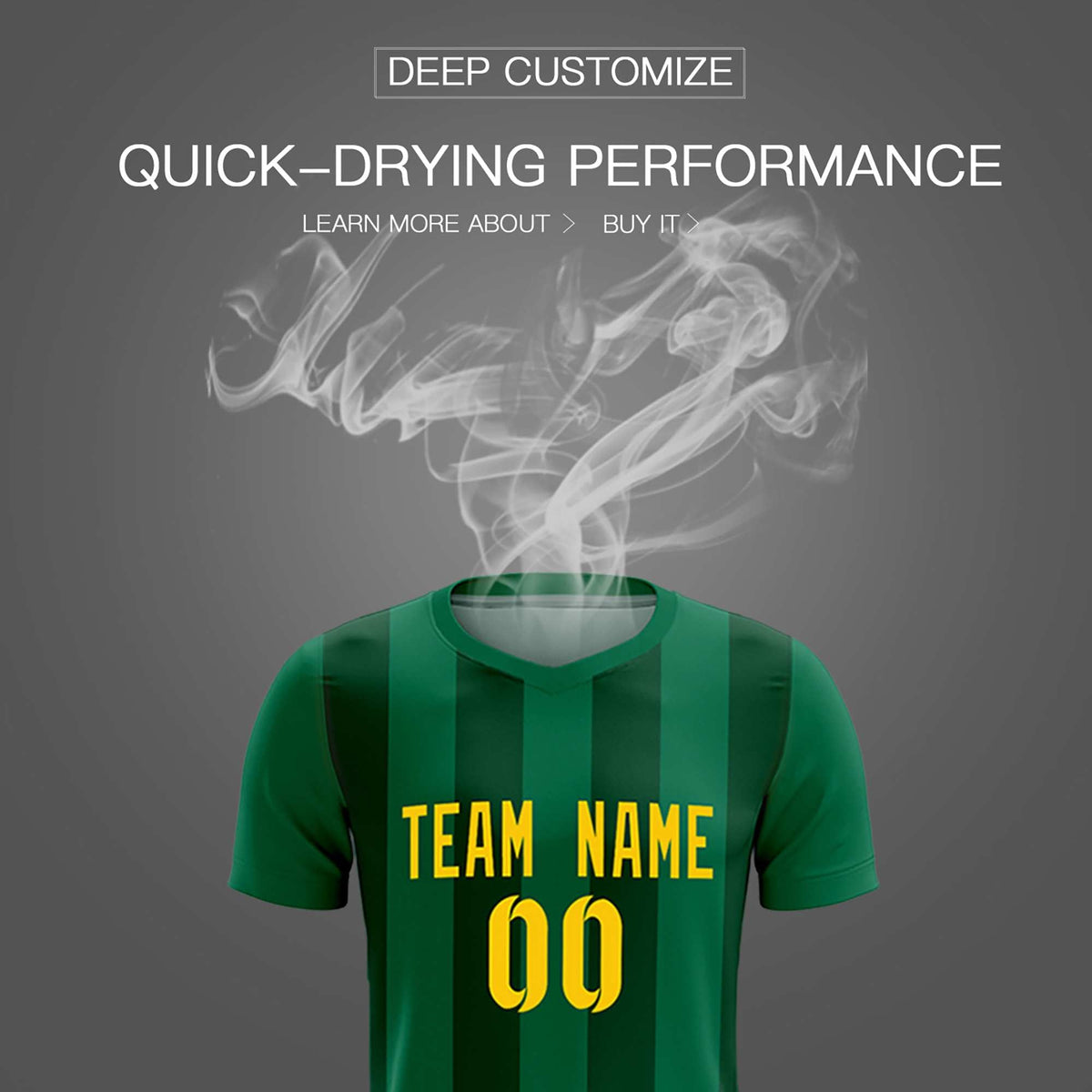 Custom Kelly Green Green Vertical Stripes Casual Outdoor Football Kits Jersey