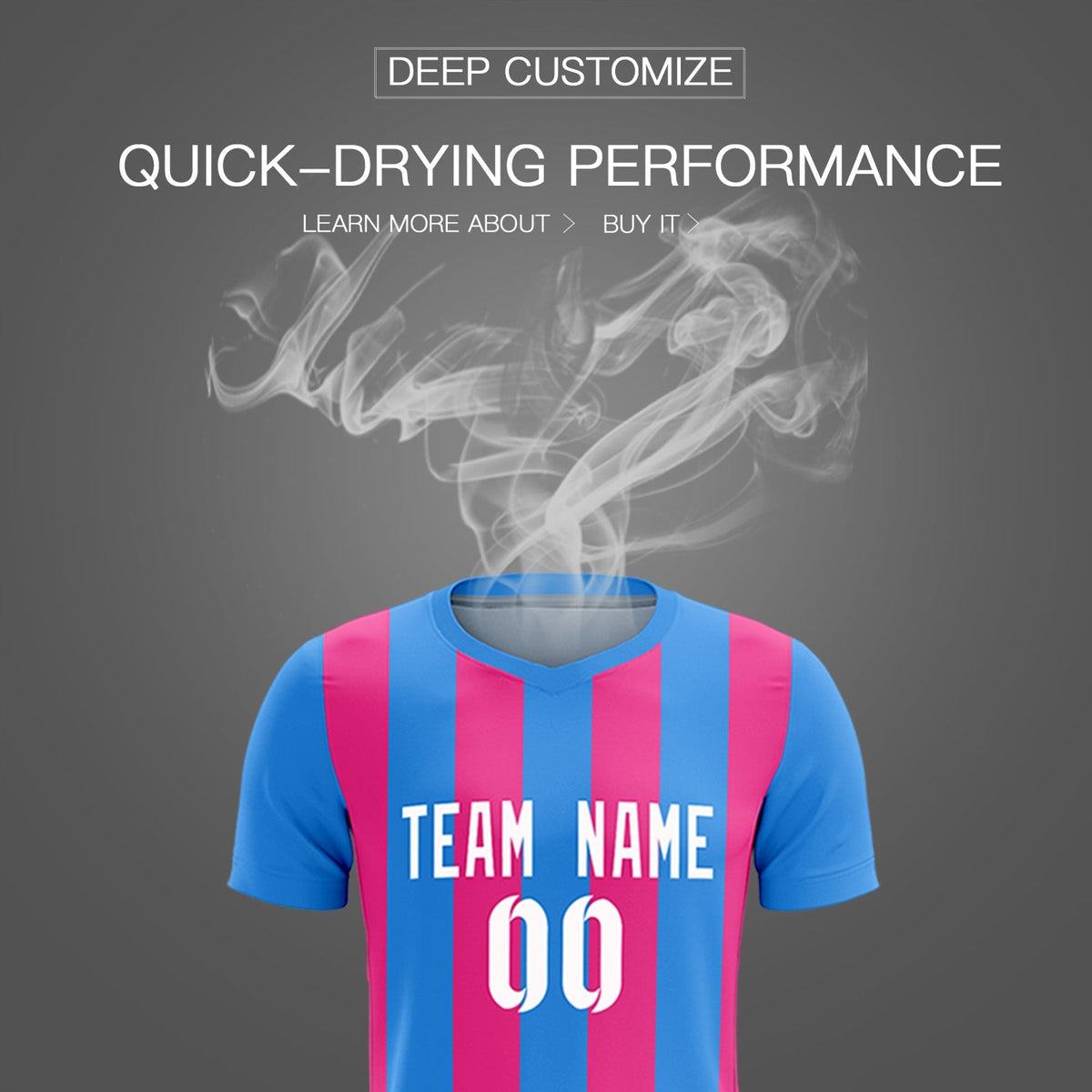 Custom Powder Blue Pink Vertical Stripes Casual Outdoor Football Kits Jersey