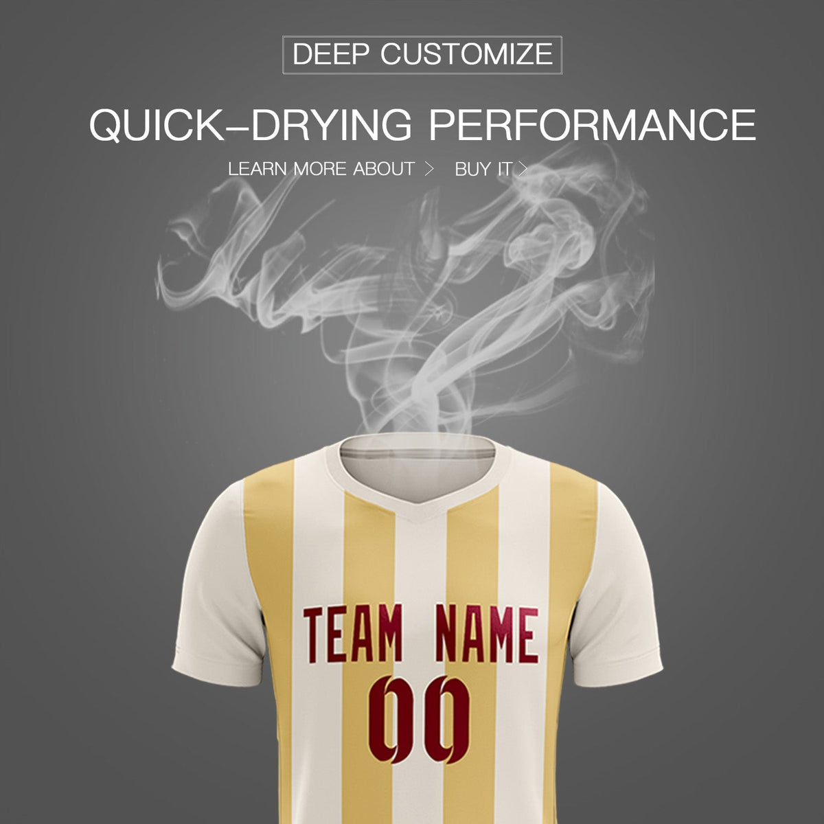 Custom Cream Khaki Vertical Stripes Casual Outdoor Football Kits Jersey