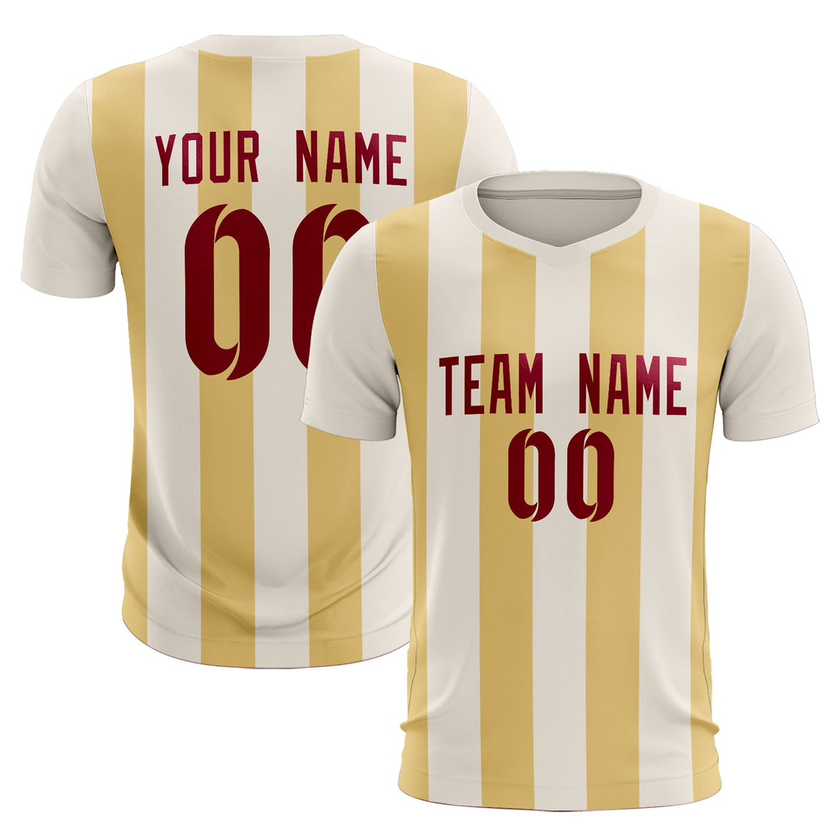 Custom Cream Khaki Vertical Stripes Casual Outdoor Football Kits Jersey