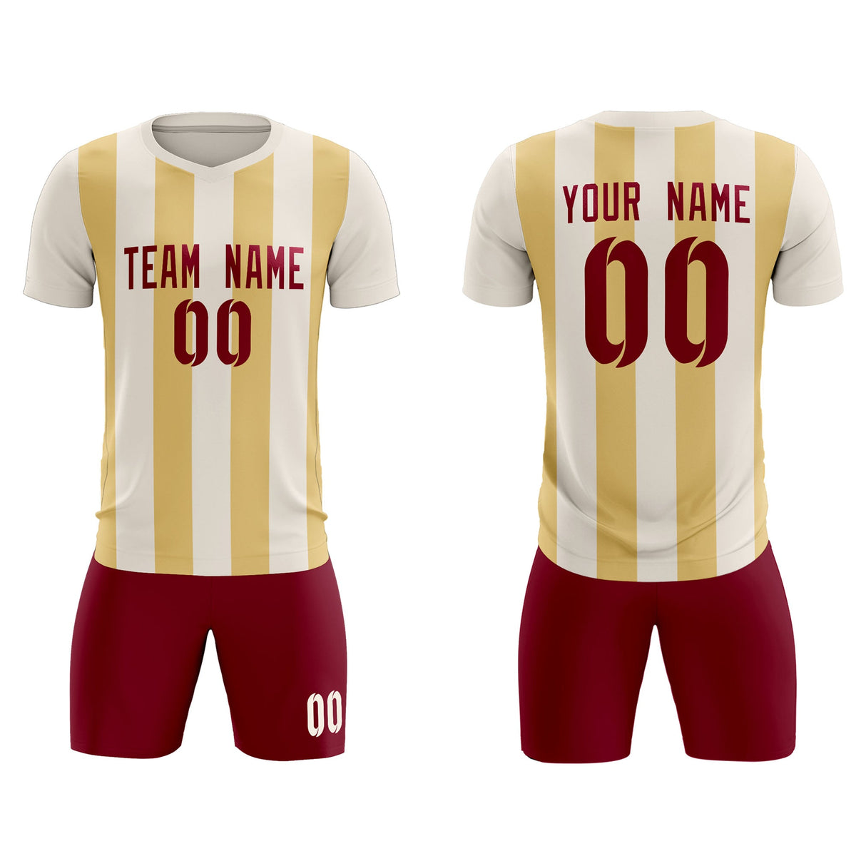 Custom Cream Khaki Vertical Stripes Casual Outdoor Football Kits Jersey