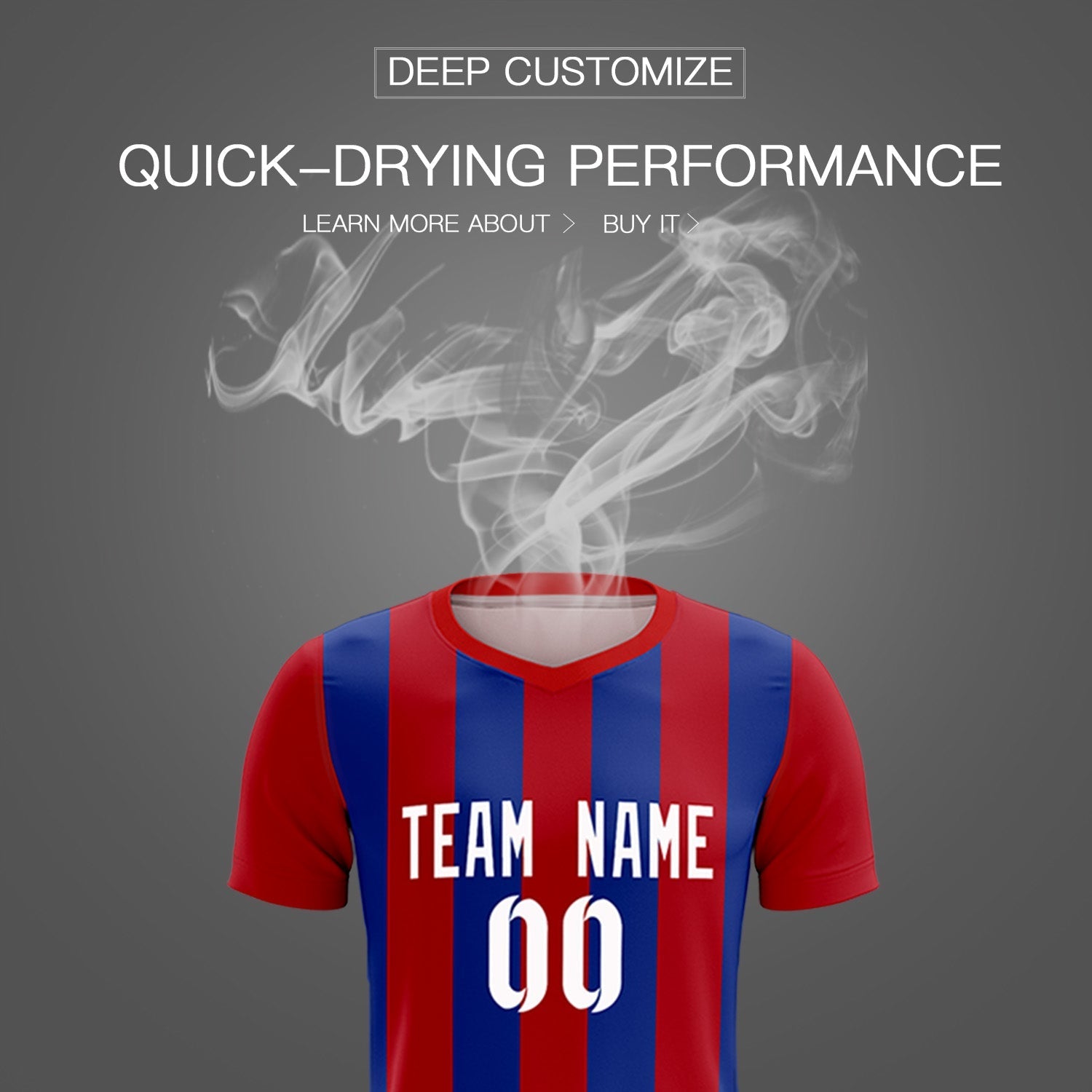 Custom Red Royal Vertical Stripes Casual Outdoor Football Kits Jersey