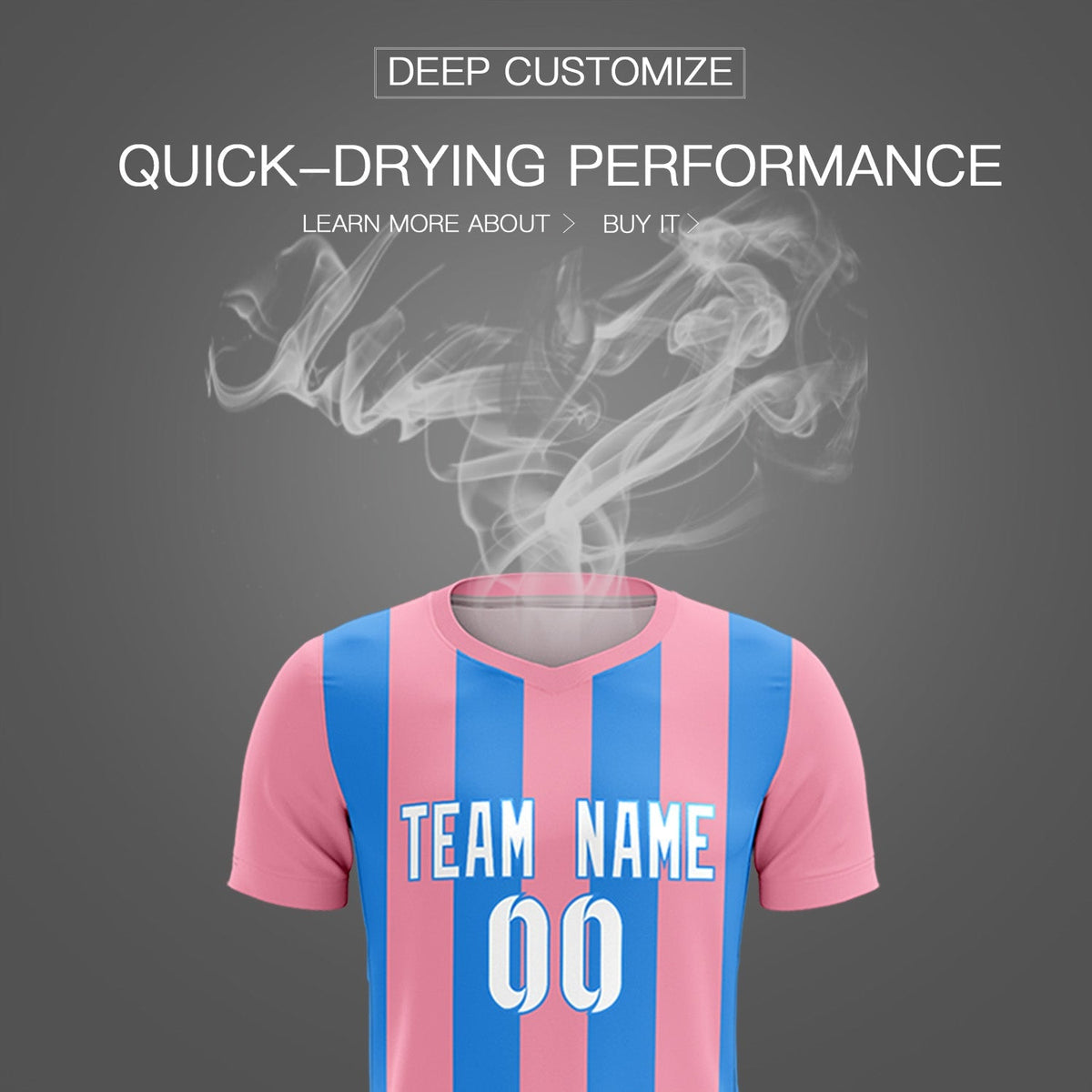 Custom Light Pink Powder Blue Vertical Stripes Casual Outdoor Football Kits Jersey