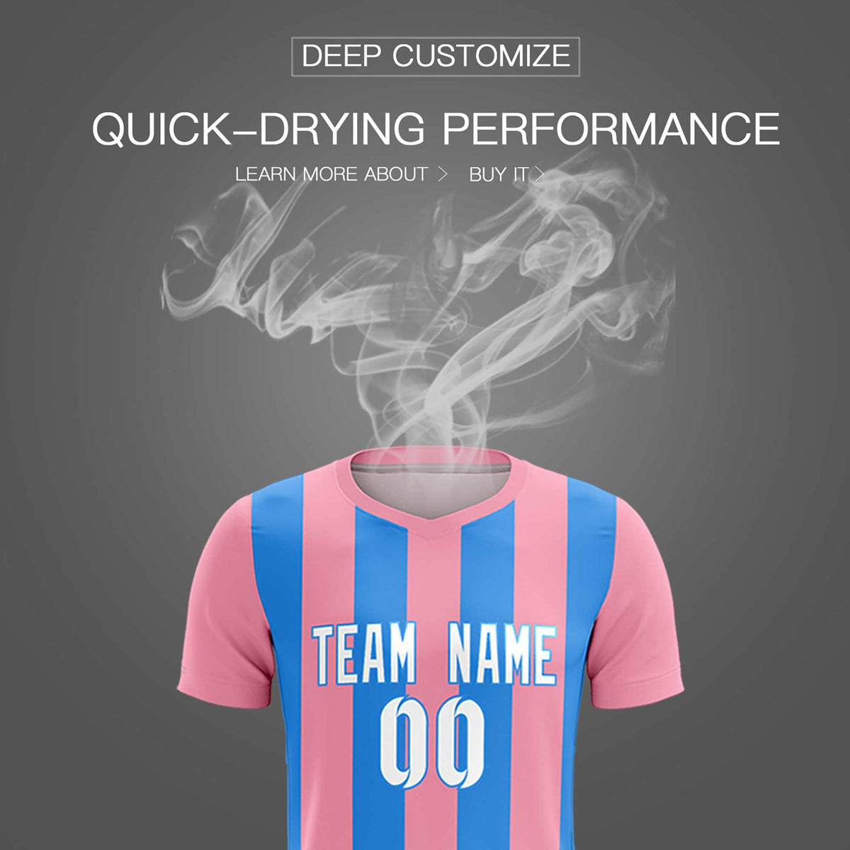 Custom Light Pink Powder Blue Vertical Stripes Casual Outdoor Football Kits Jersey