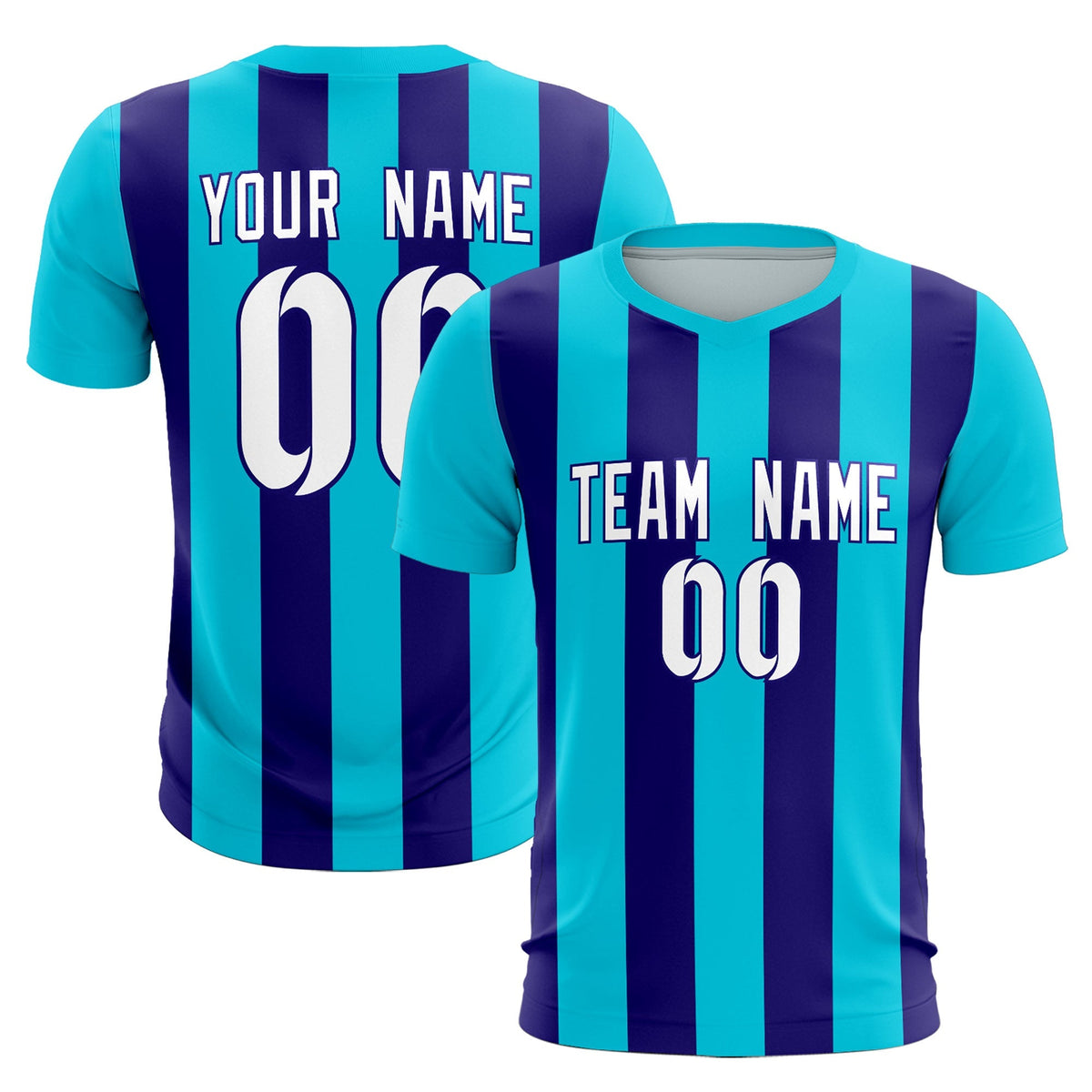 Custom Sky Blue Royal Vertical Stripes Casual Outdoor Football Kits Jersey