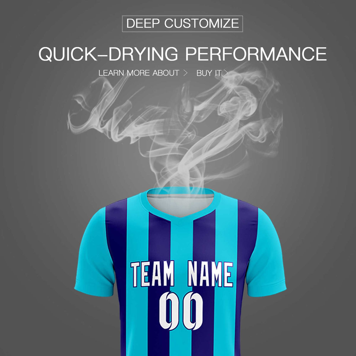 Custom Sky Blue Royal Vertical Stripes Casual Outdoor Football Kits Jersey