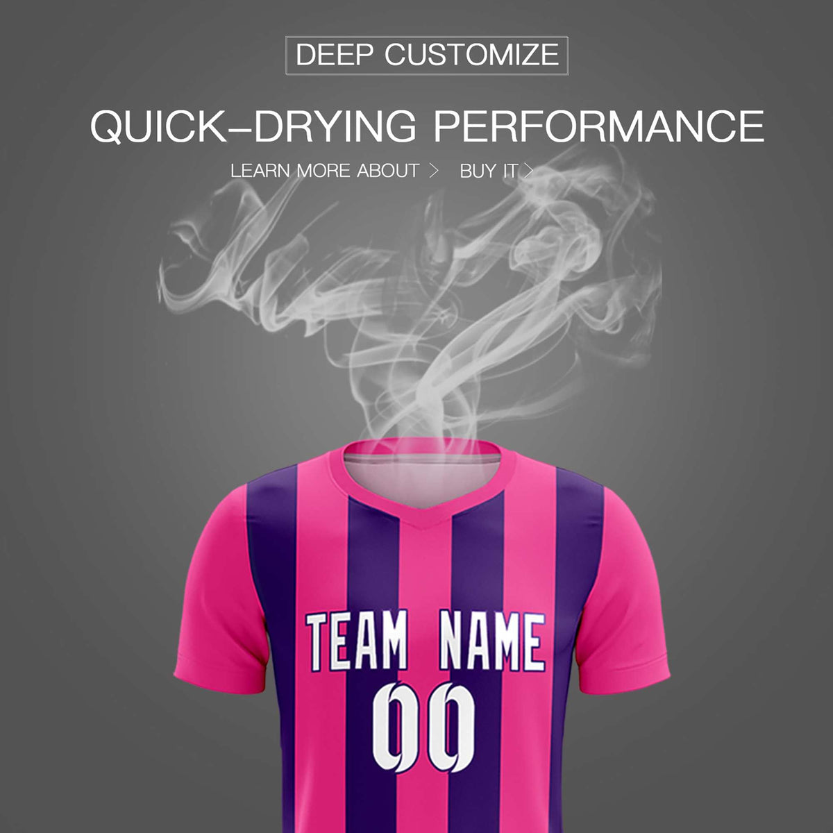 Custom Pink Purple Vertical Stripes Casual Outdoor Football Kits Jersey