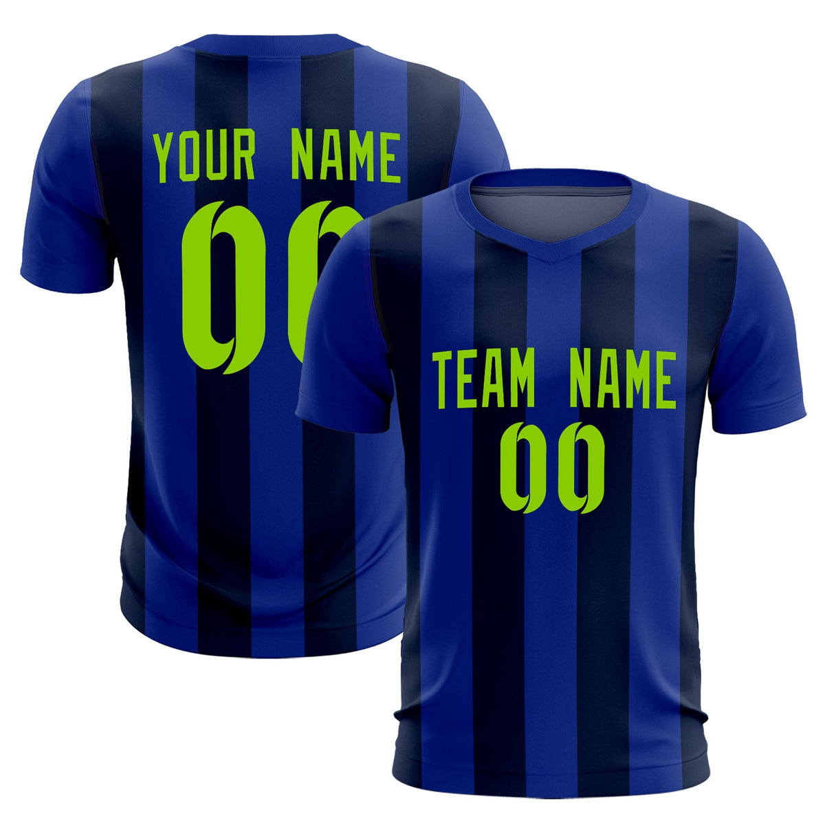 Custom Royal Navy Vertical Stripes Casual Outdoor Football Kits Jersey