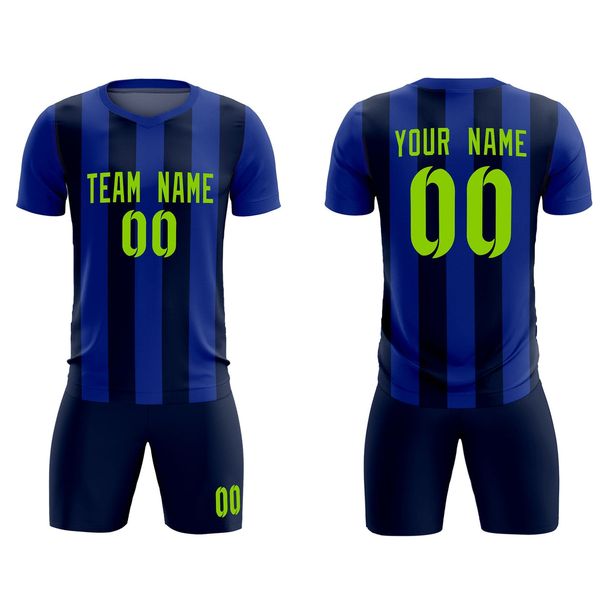 Custom Royal Navy Vertical Stripes Casual Outdoor Football Kits Jersey