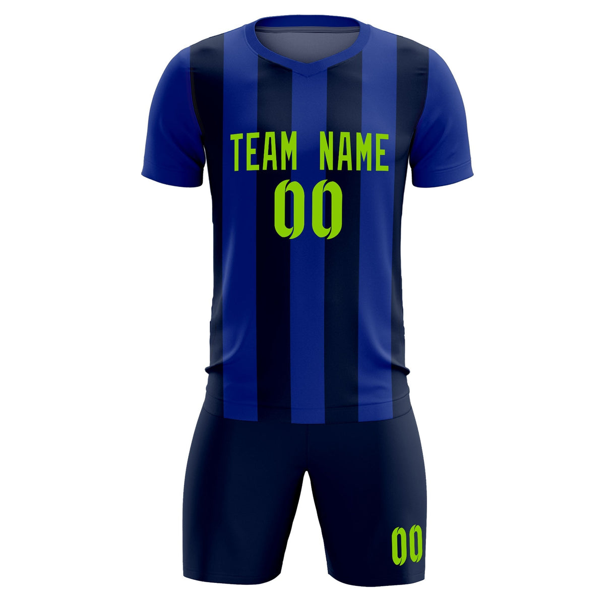 Custom Royal Navy Vertical Stripes Casual Outdoor Football Kits Jersey