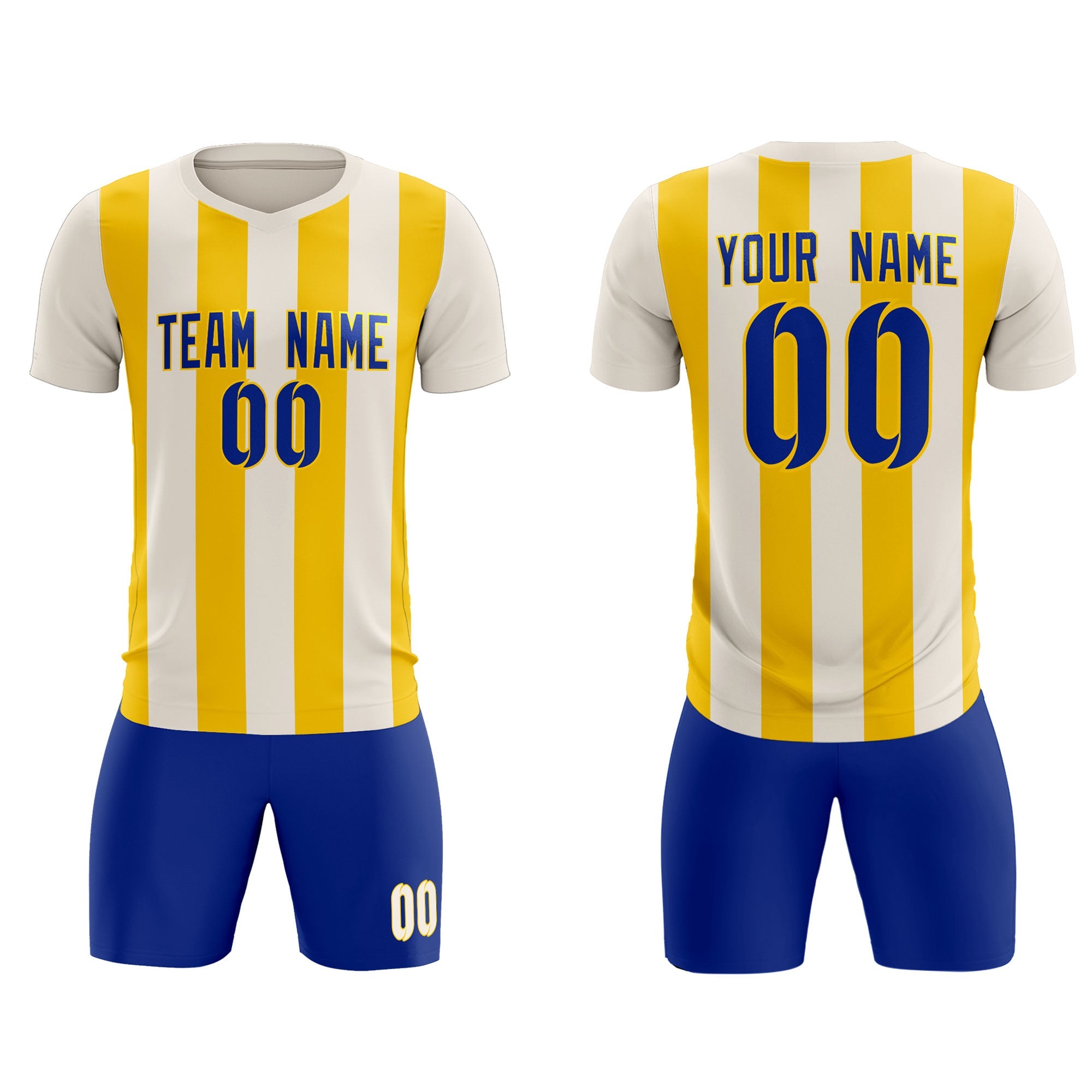 Custom Cream Gold Vertical Stripes Casual Outdoor Football Kits Jersey