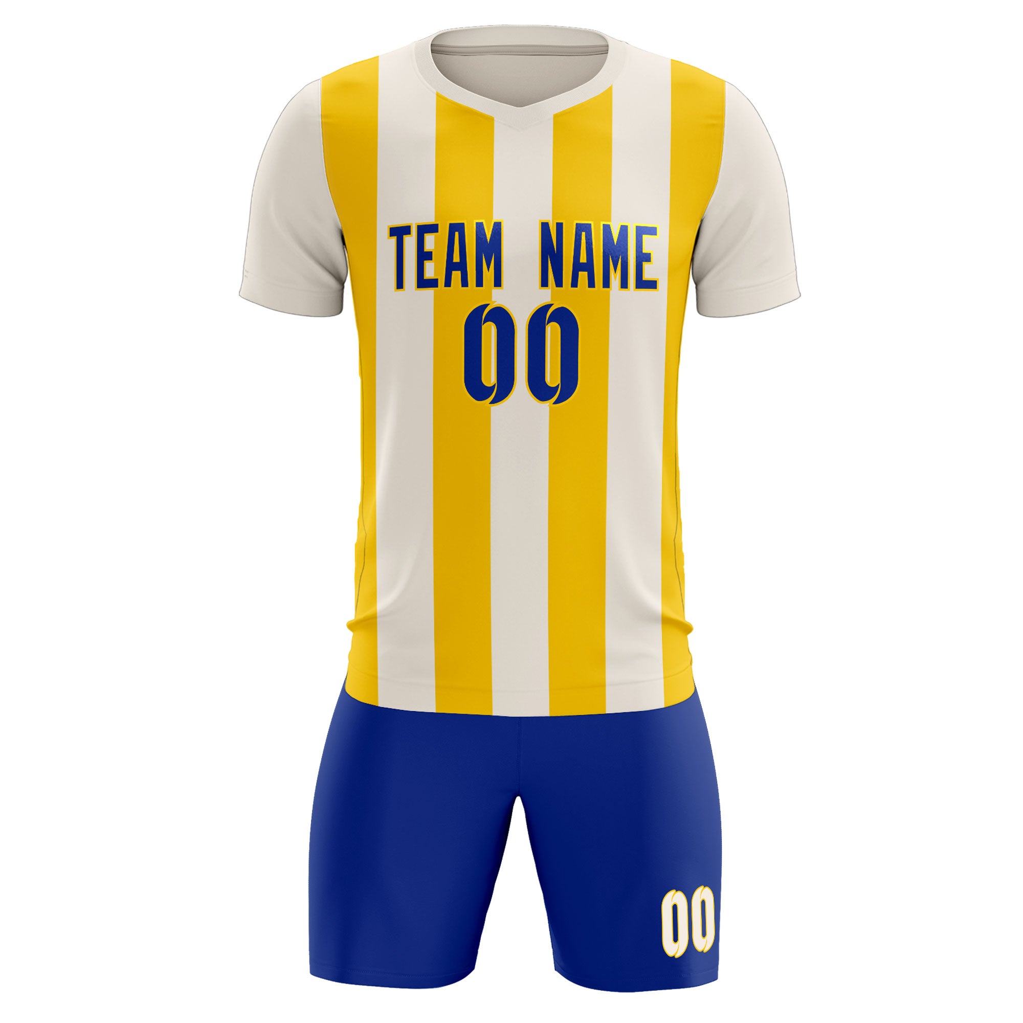 Custom Cream Gold Vertical Stripes Casual Outdoor Football Kits Jersey