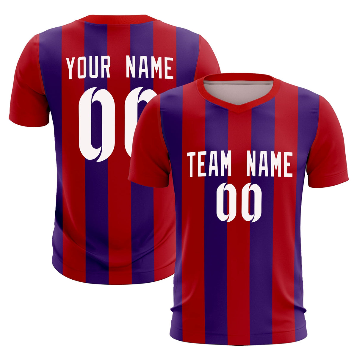 Custom Red Purple Vertical Stripes Casual Outdoor Football Kits Jersey