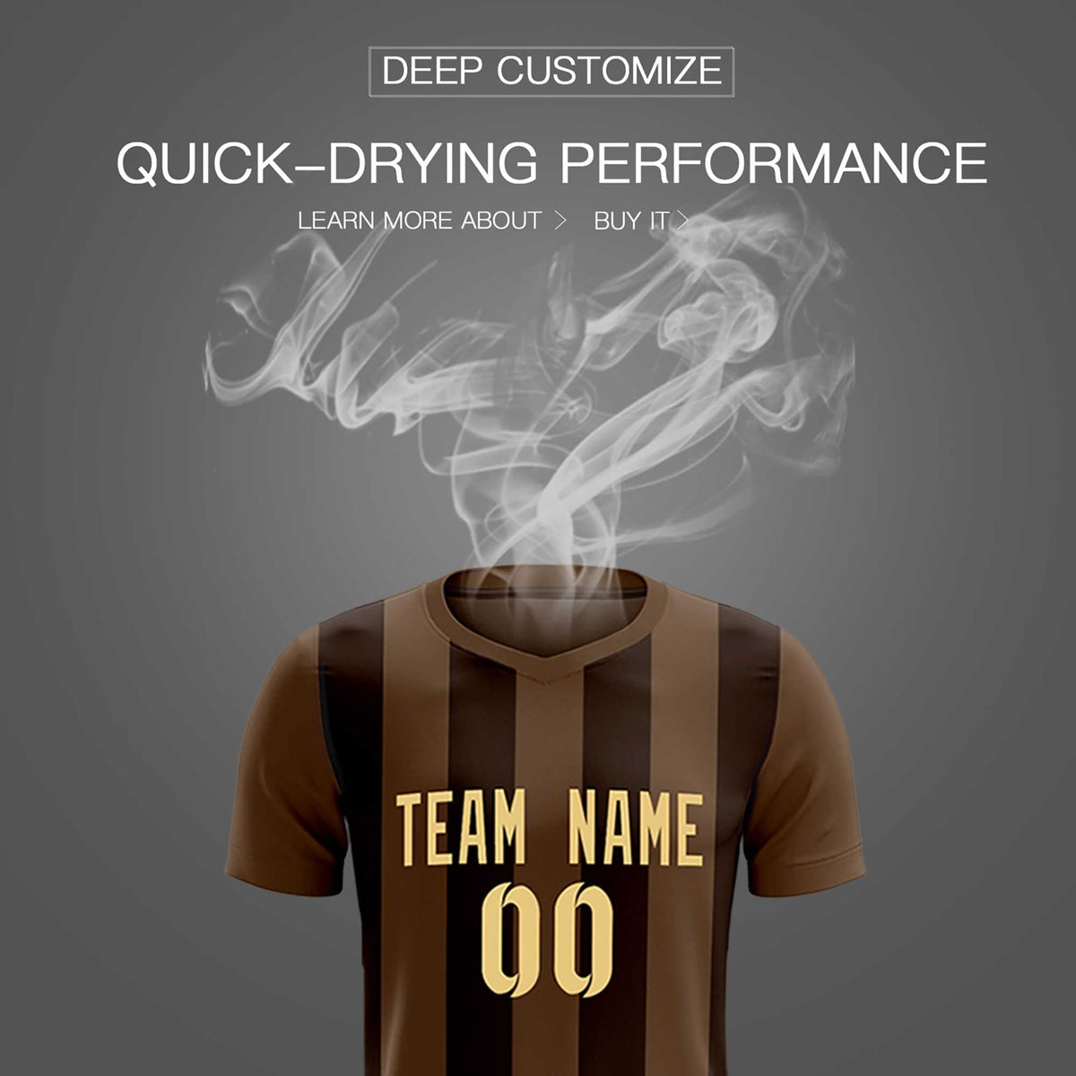 Custom Light Brown Brown Vertical Stripes Casual Outdoor Football Kits Jersey
