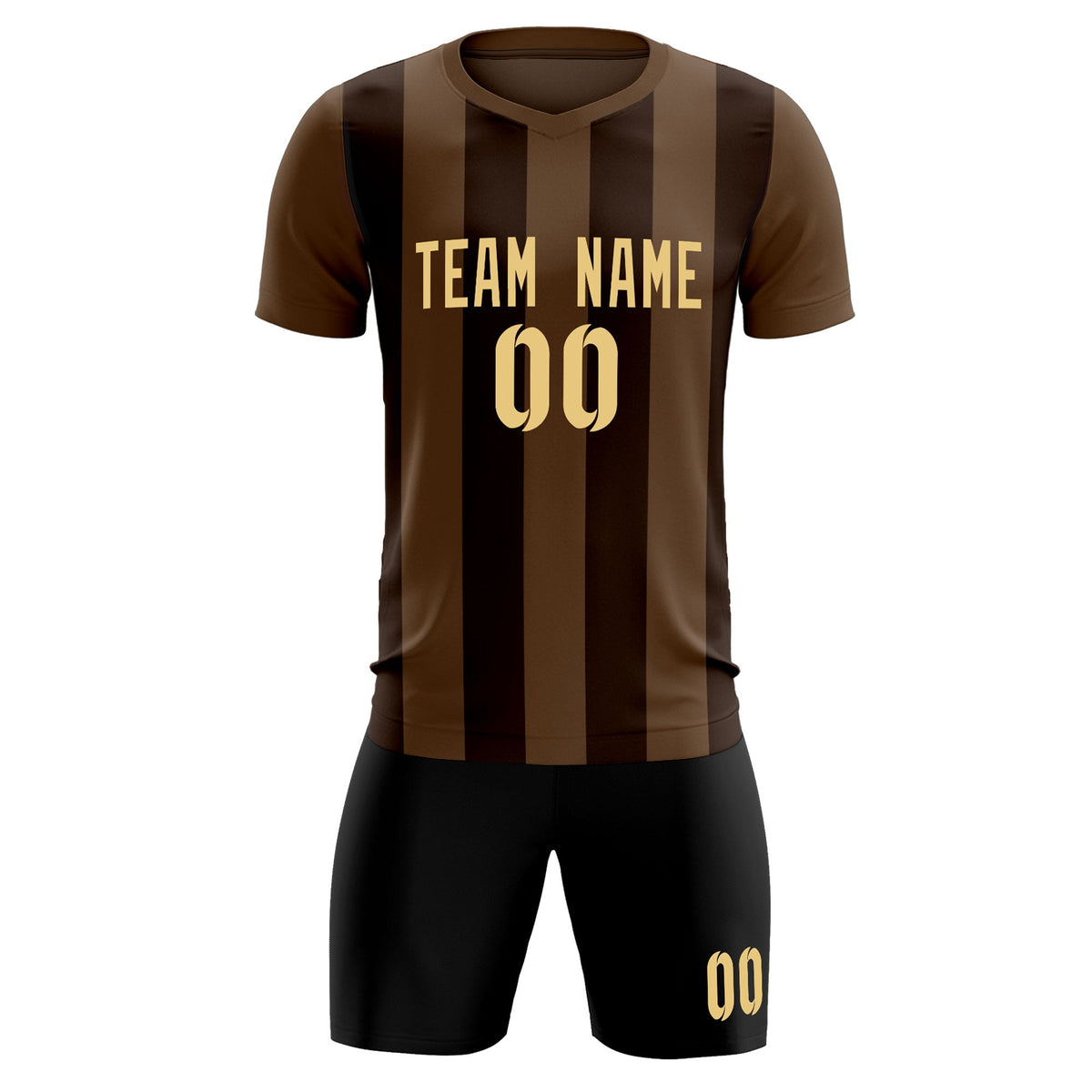 Custom Light Brown Brown Vertical Stripes Casual Outdoor Football Kits Jersey