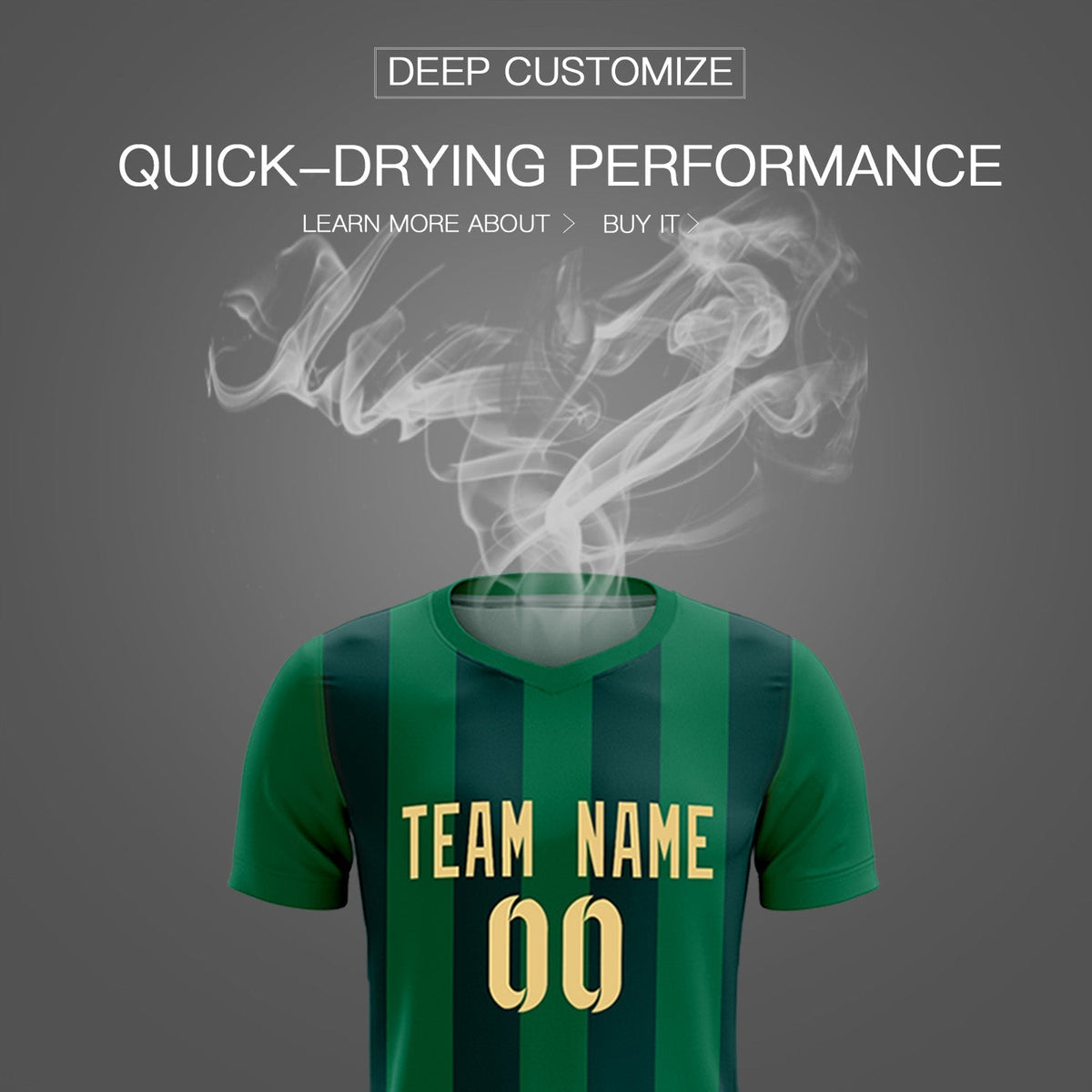 Custom Kelly Green Midnight Green Vertical Stripes Casual Outdoor Football Kits Jersey
