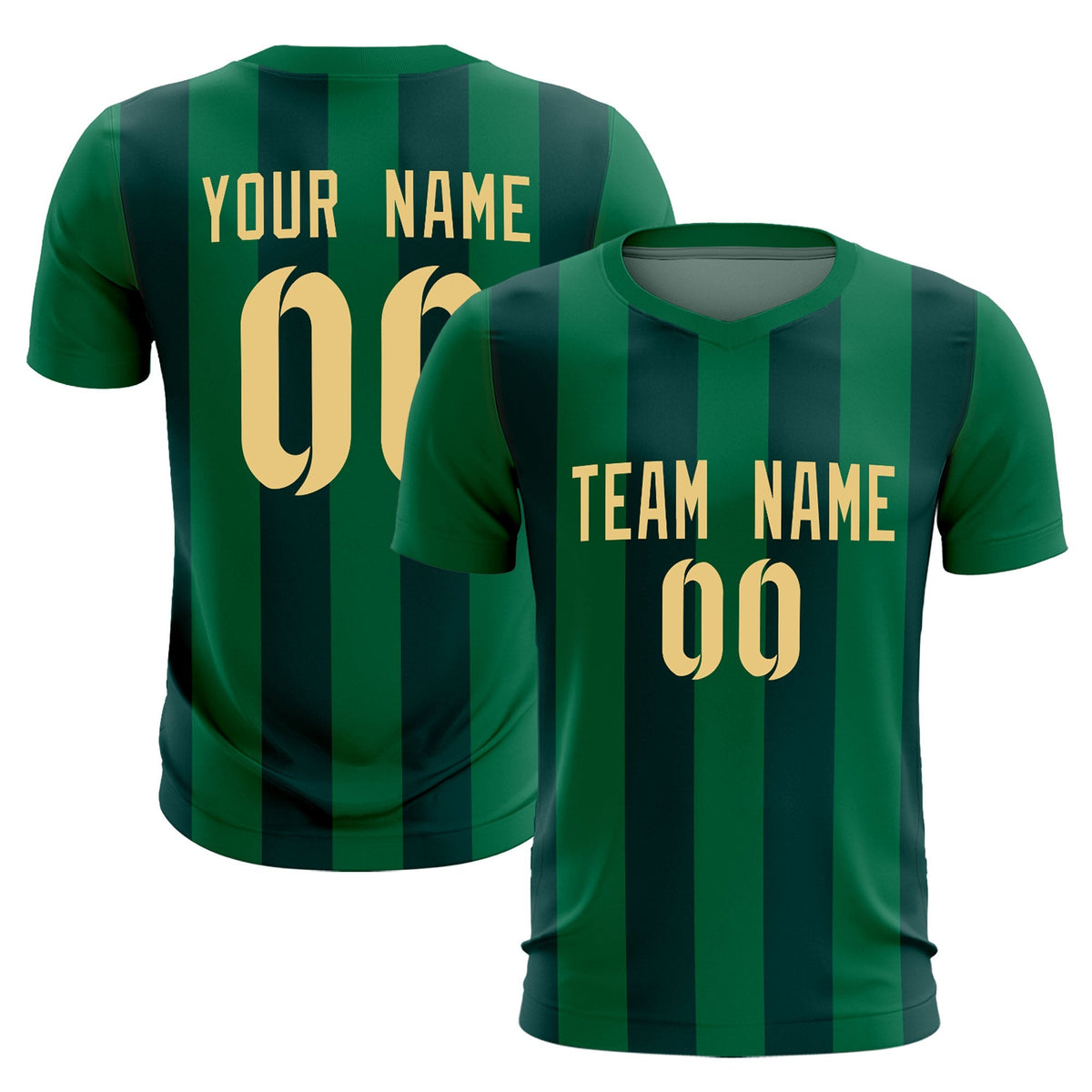 Custom Kelly Green Midnight Green Vertical Stripes Casual Outdoor Football Kits Jersey