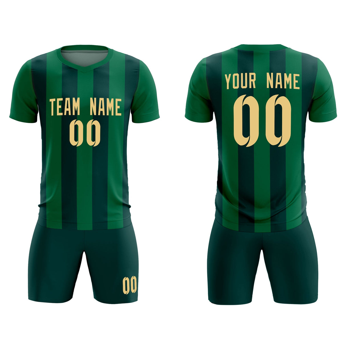 Custom Kelly Green Midnight Green Vertical Stripes Casual Outdoor Football Kits Jersey