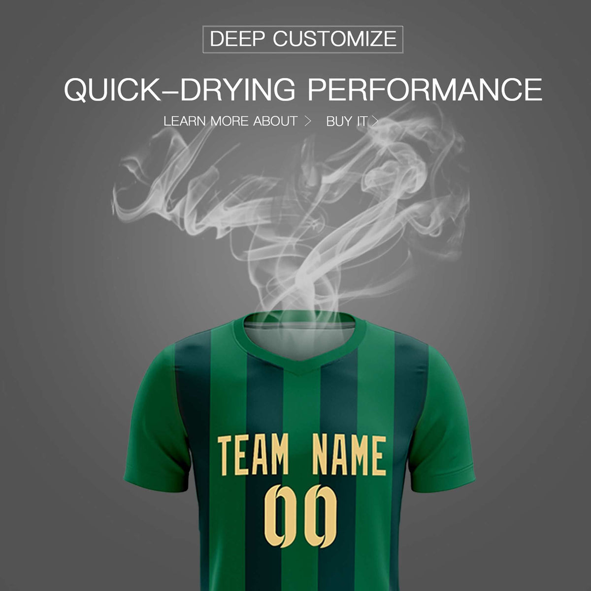 Custom Kelly Green Midnight Green Vertical Stripes Casual Outdoor Football Kits Jersey