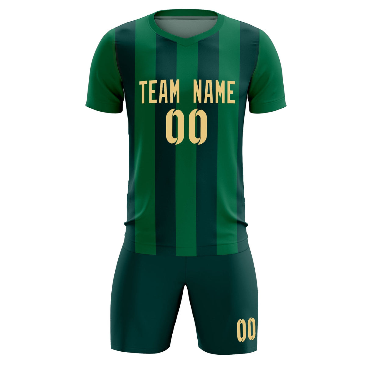 Custom Kelly Green Midnight Green Vertical Stripes Casual Outdoor Football Kits Jersey