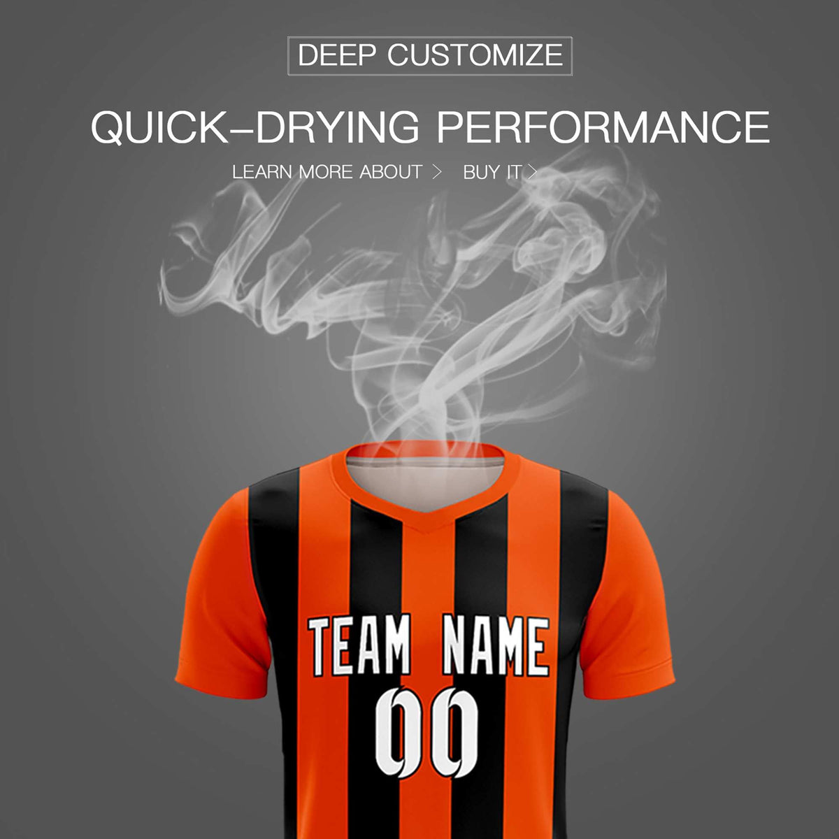 Custom Orange Black Vertical Stripes Casual Outdoor Football Kits Jersey