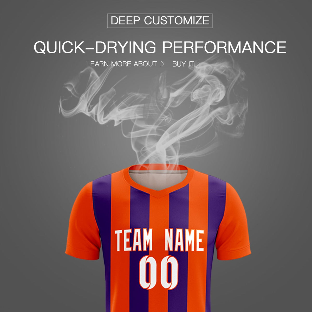 Custom Orange Purple Vertical Stripes Casual Outdoor Football Kits Jersey