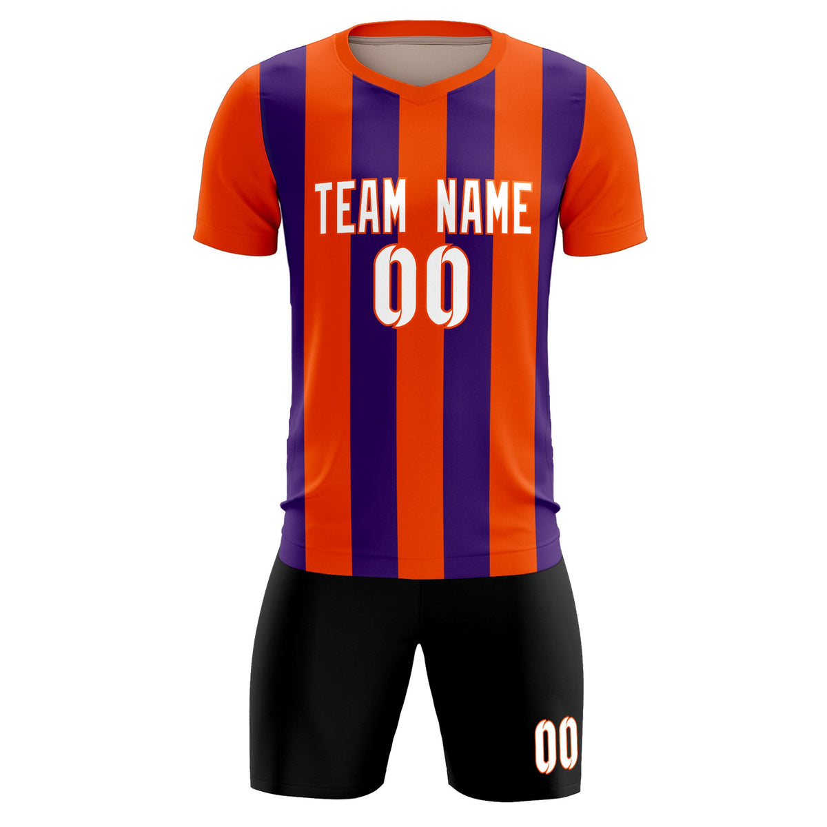 Custom Orange Purple Vertical Stripes Casual Outdoor Football Kits Jersey