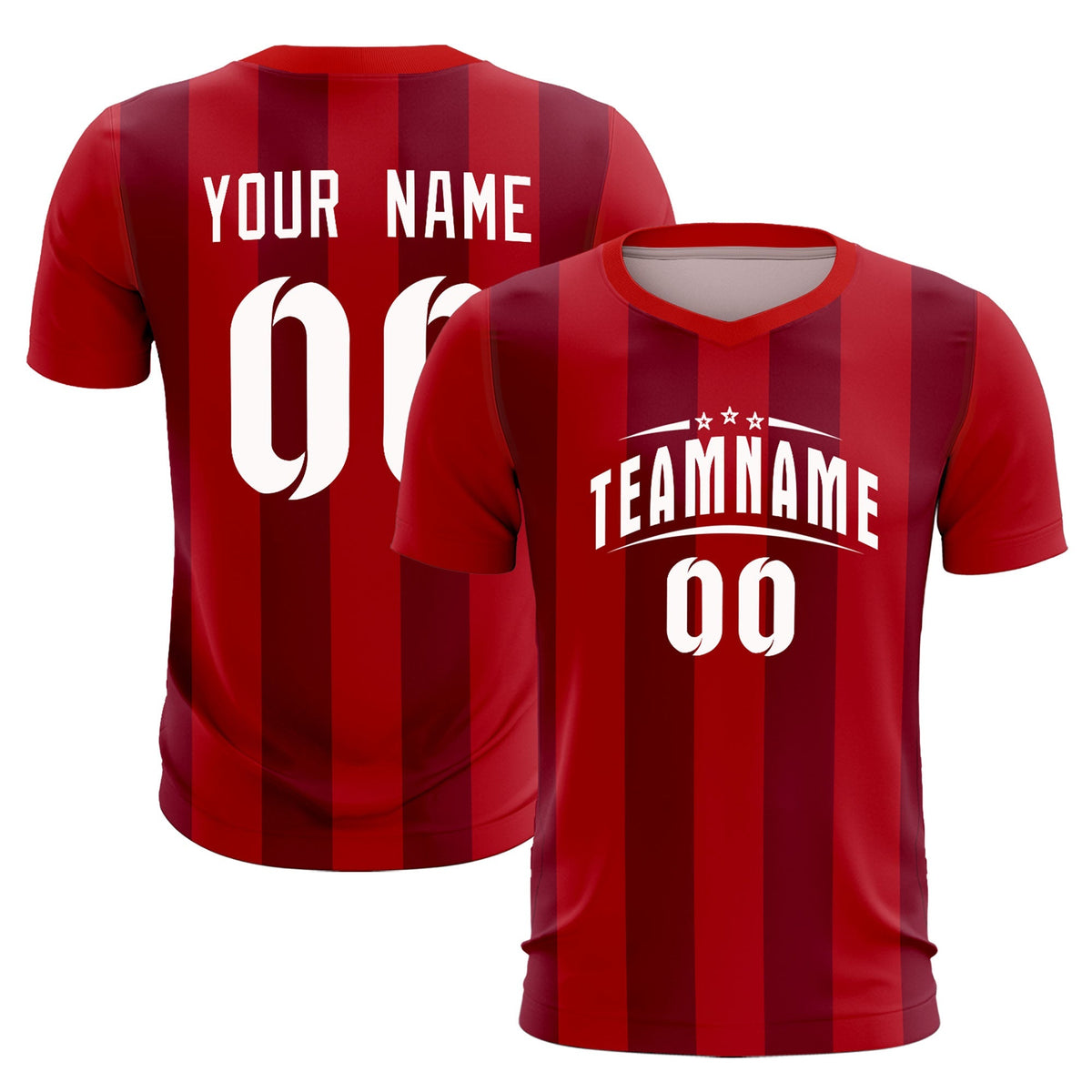 Custom Red Crimson Vertical Stripes Casual Outdoor Football Sets Jersey
