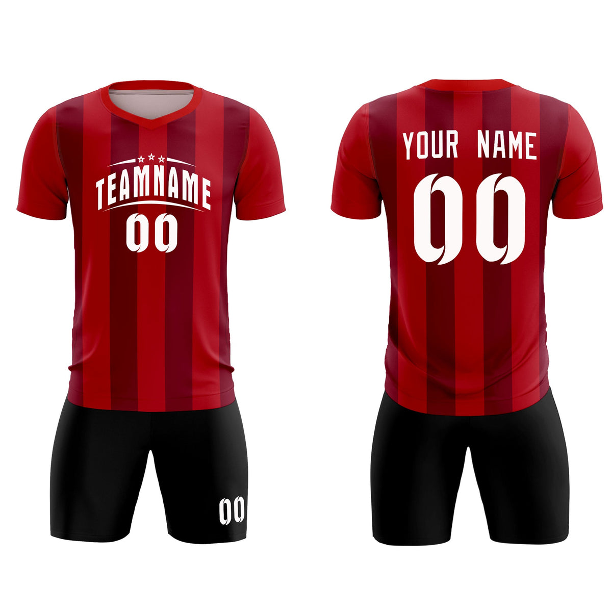 Custom Red Crimson Vertical Stripes Casual Outdoor Football Sets Jersey