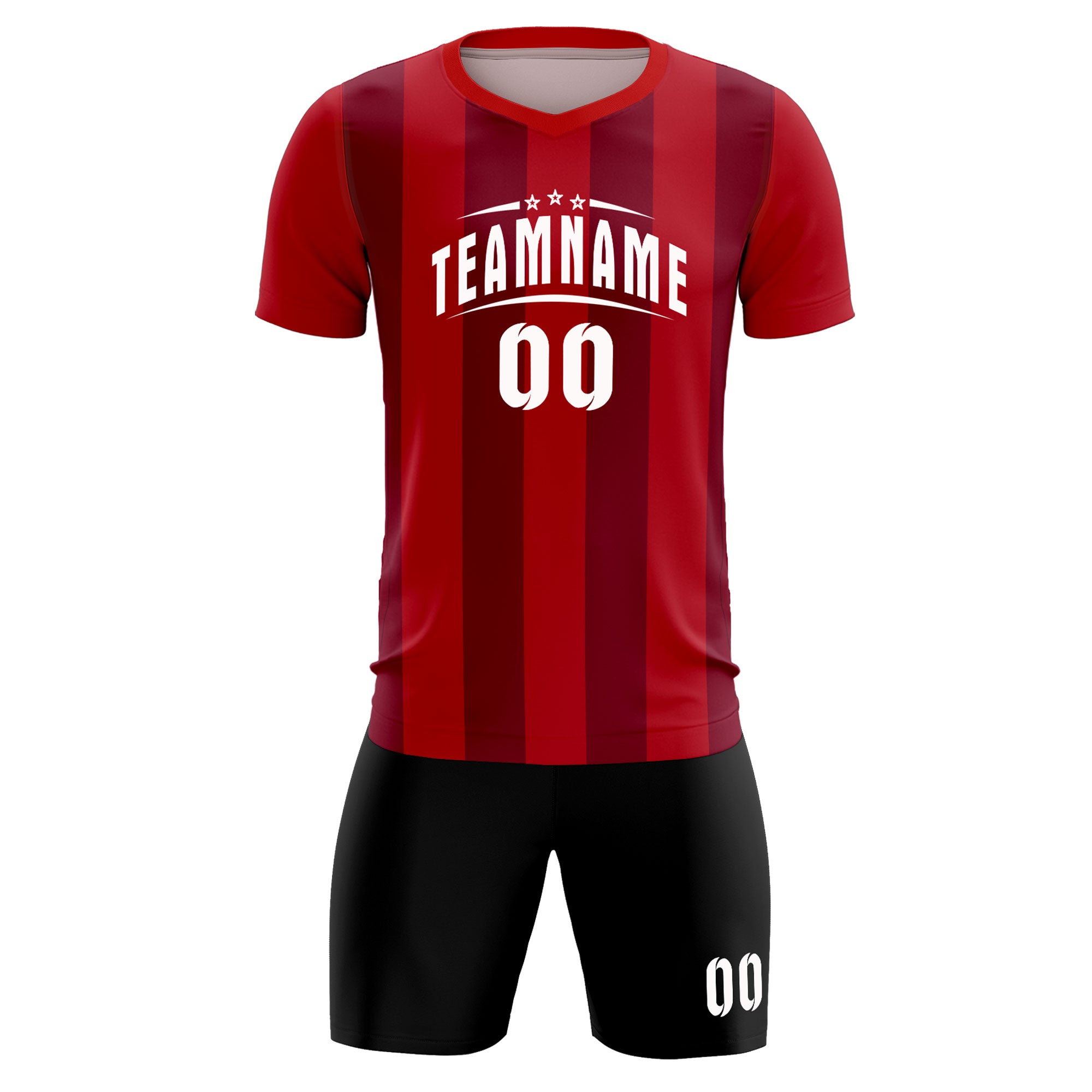 Custom Red Crimson Vertical Stripes Casual Outdoor Football Sets Jersey