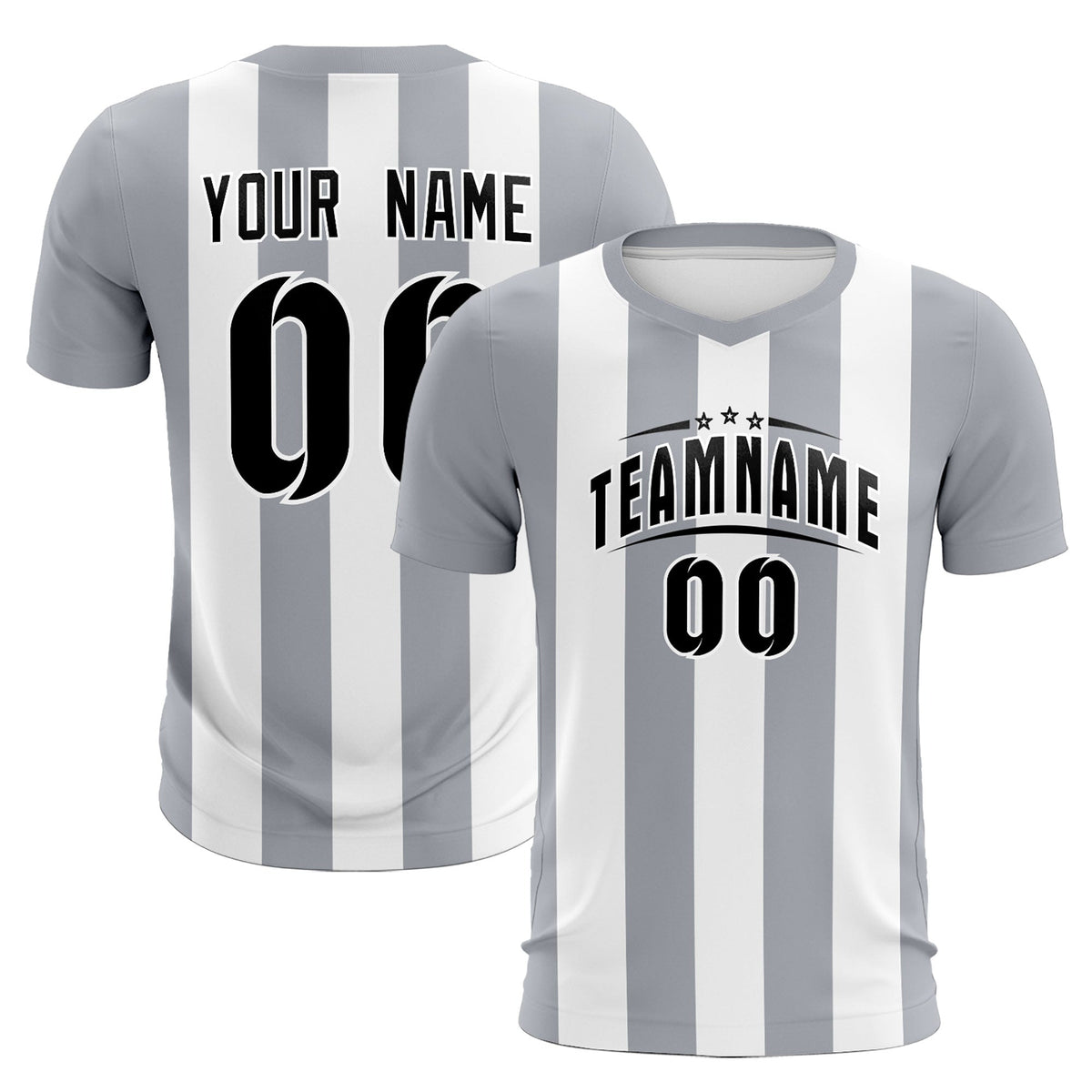Custom White Gray Vertical Stripes Casual Outdoor Football Kits Jersey