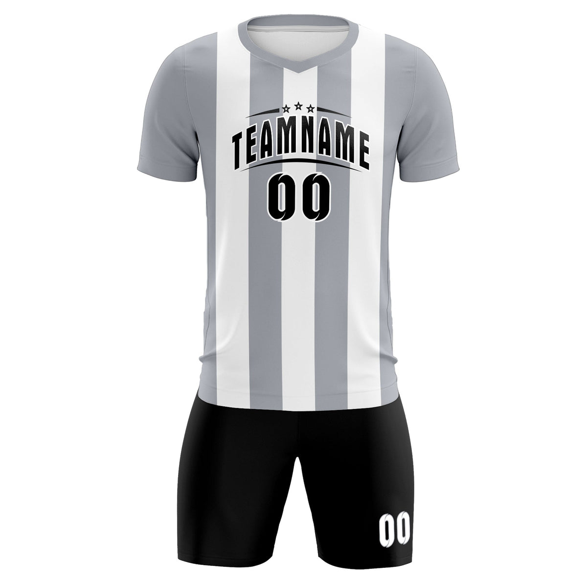 Custom White Gray Vertical Stripes Casual Outdoor Football Kits Jersey