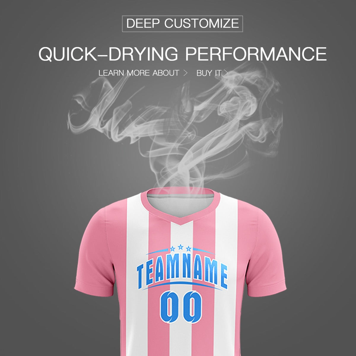 Custom White Light Pink Vertical Stripes Casual Outdoor Football Kits Jersey