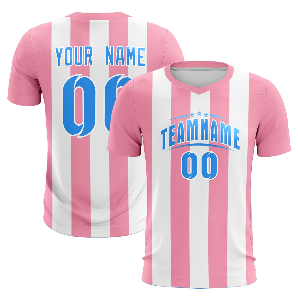 Custom White Light Pink Vertical Stripes Casual Outdoor Football Kits Jersey