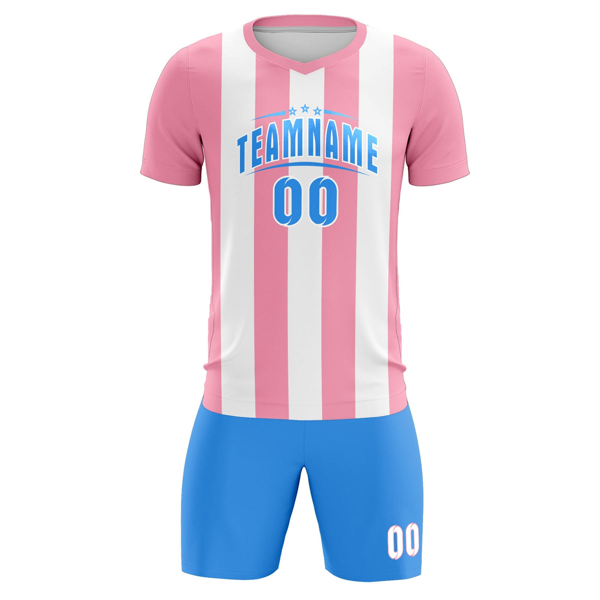 Custom White Light Pink Vertical Stripes Casual Outdoor Football Kits Jersey