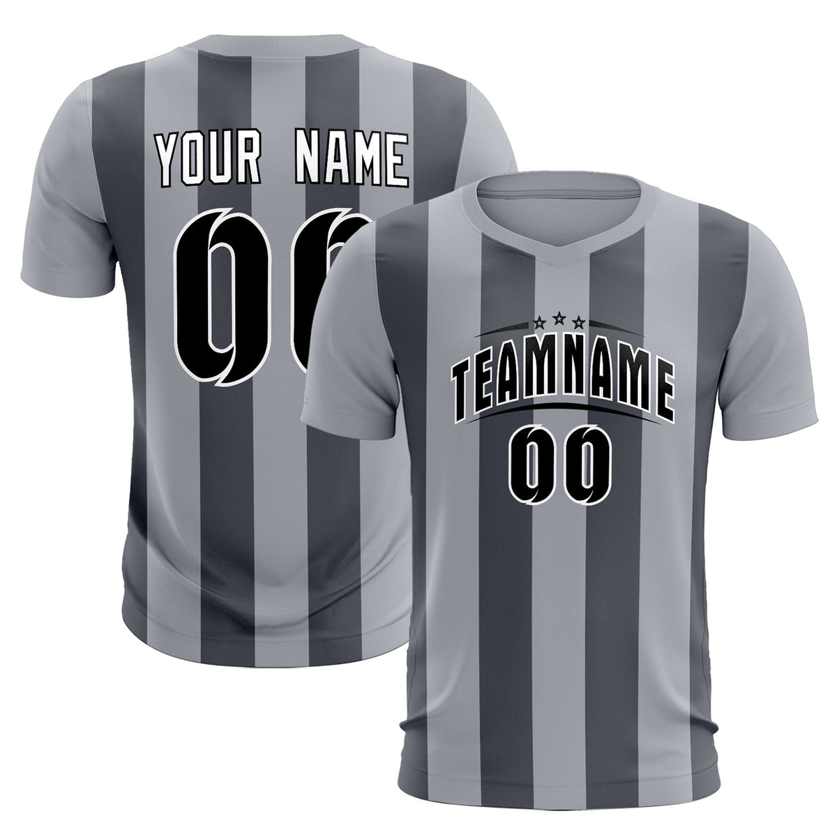 Custom Gray Dark Gray Vertical Stripes Casual Outdoor Football Kits Jersey