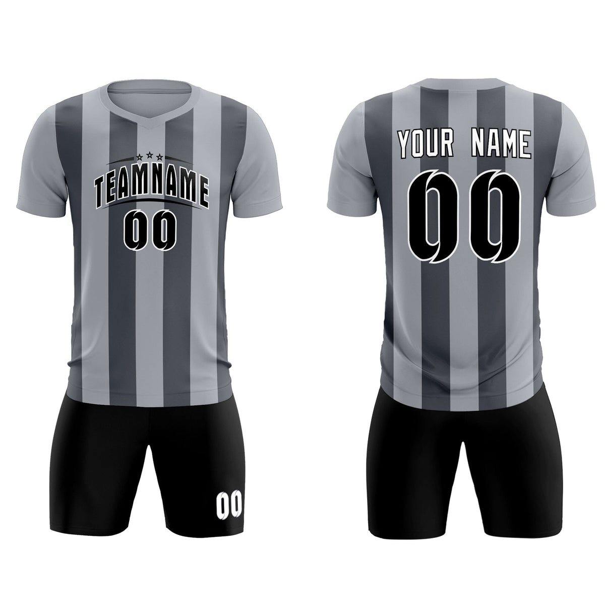 Custom Gray Dark Gray Vertical Stripes Casual Outdoor Football Kits Jersey