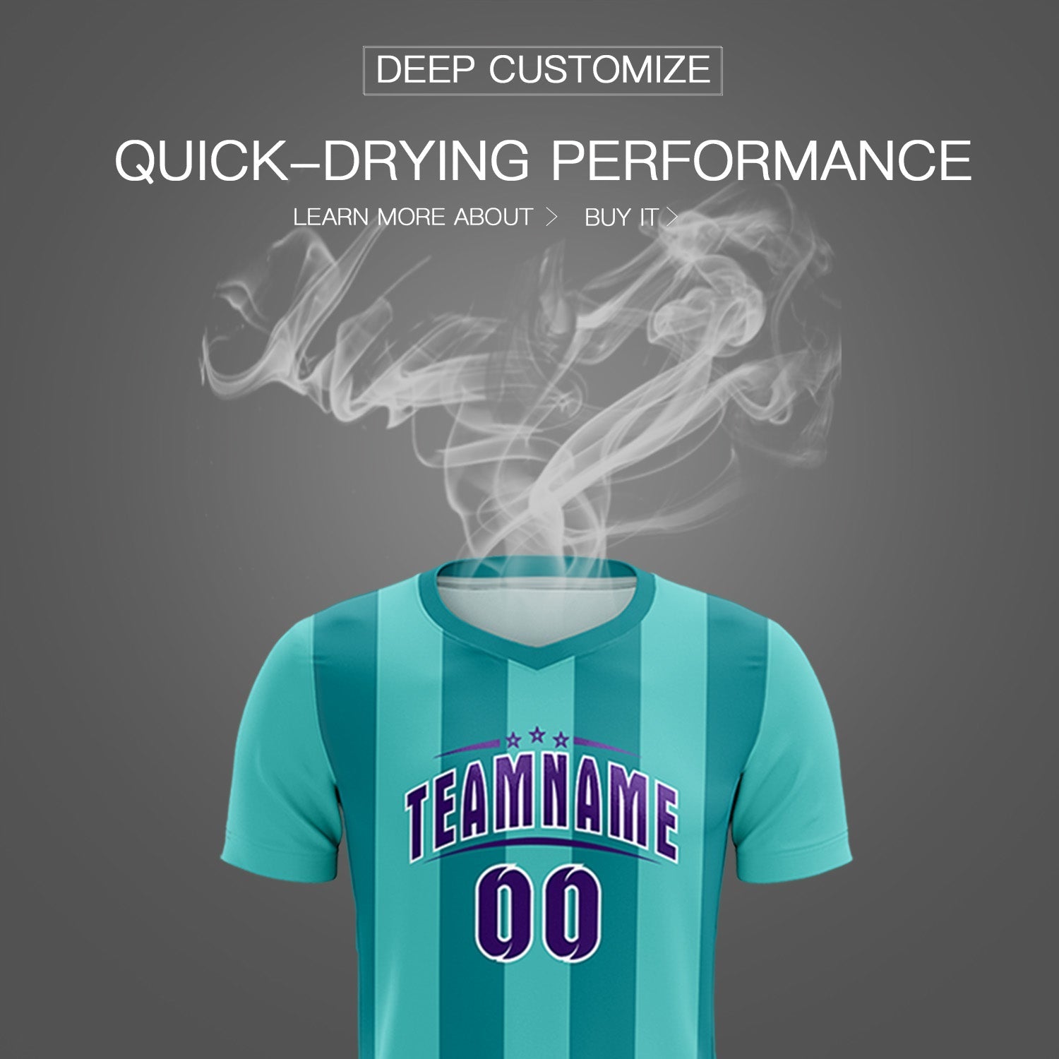Custom Bright Green Aqua Vertical Stripes Casual Outdoor Football Kits Jersey