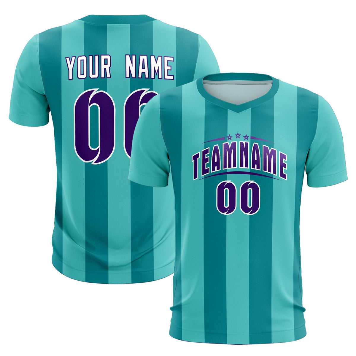 Custom Bright Green Aqua Vertical Stripes Casual Outdoor Football Kits Jersey