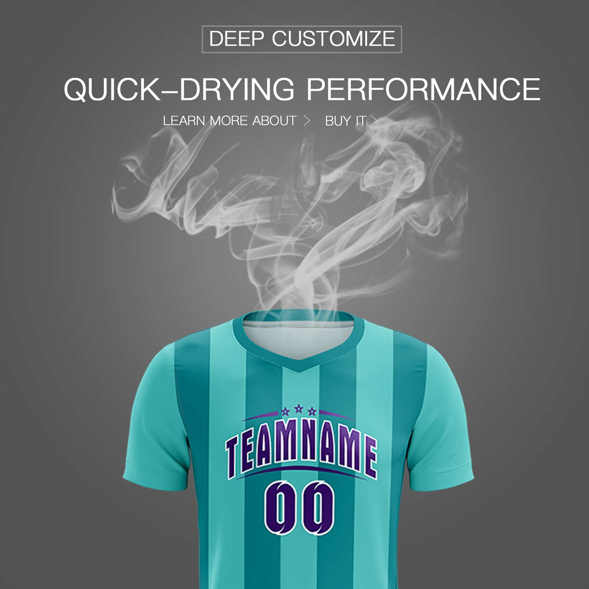 Custom Bright Green Aqua Vertical Stripes Casual Outdoor Football Kits Jersey