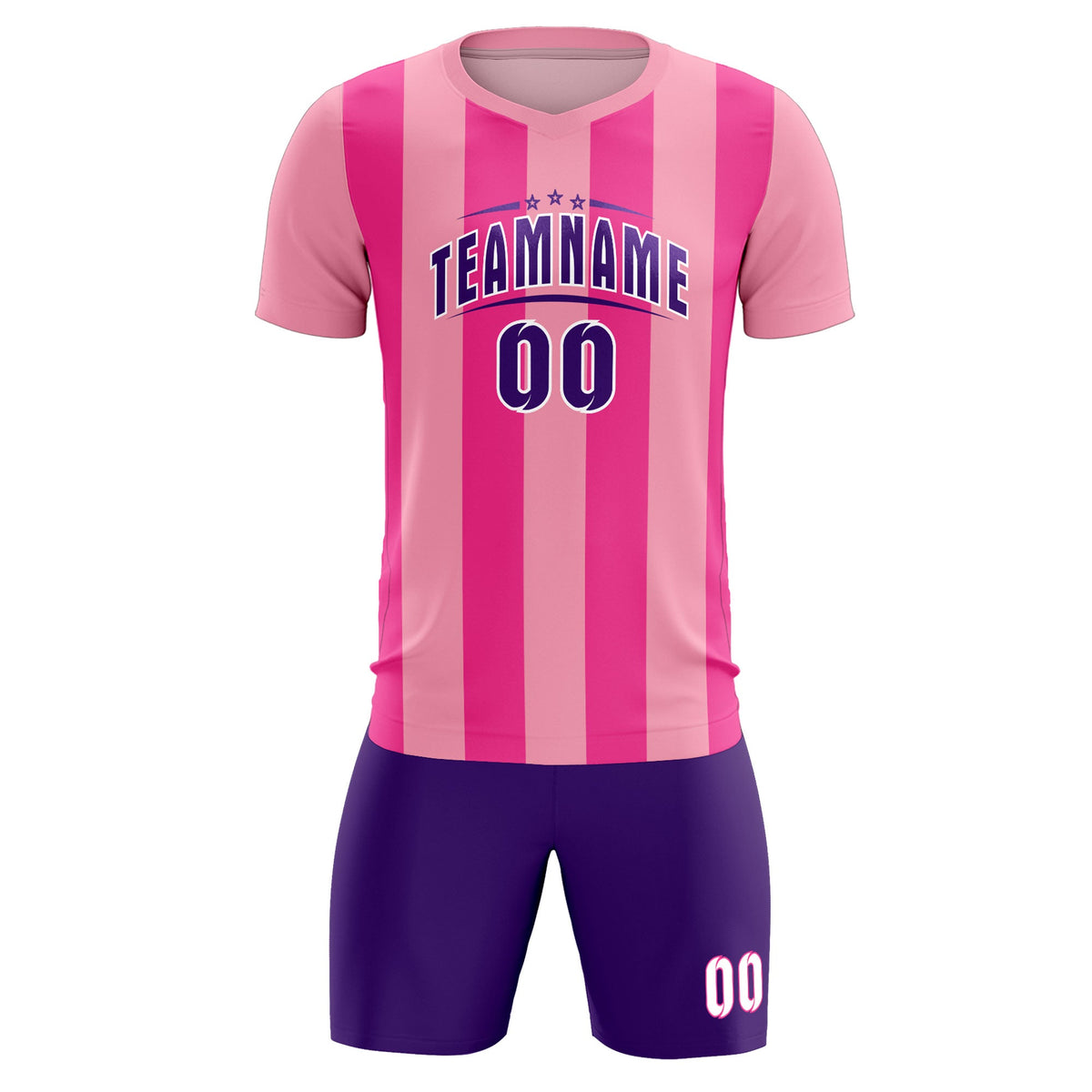 Custom Light Pink Pink Vertical Stripes Casual Outdoor Football Kits Jersey