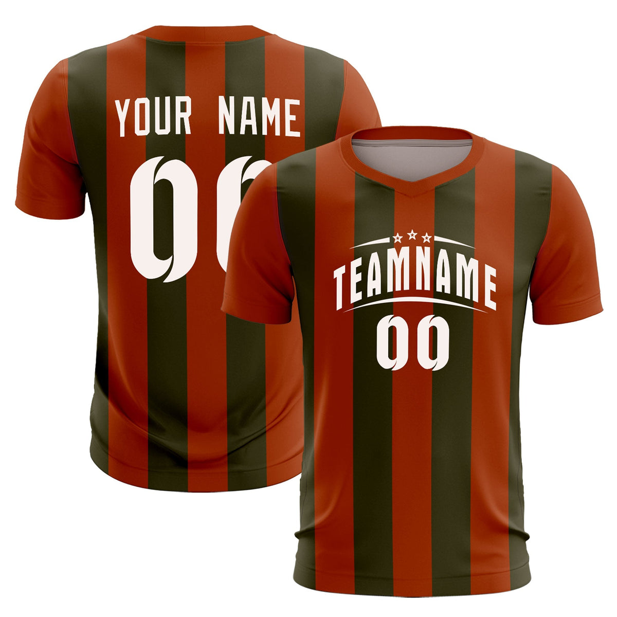 Custom Texas Orange Olive Vertical Stripes Casual Outdoor Football Kits Jersey